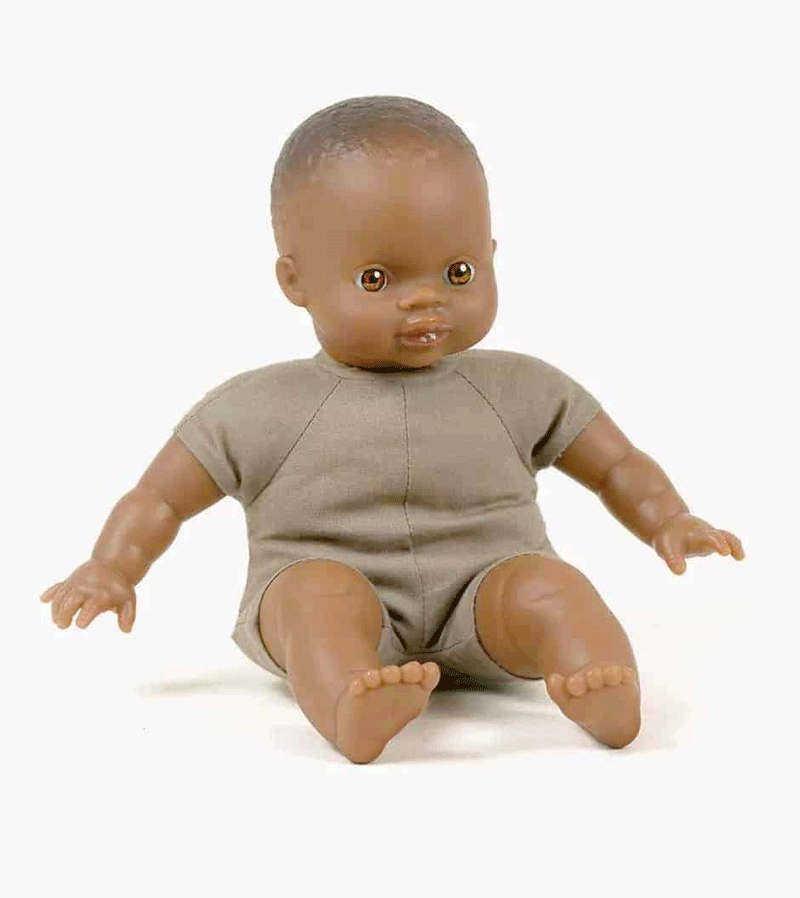 Minikane Ondine 28cm Soft Body Black Baby Doll - Realistic Cuddle Toy for Kids, Collectors & Gift Giving | Nursery Decor, Playtime Companion, Photo Prop