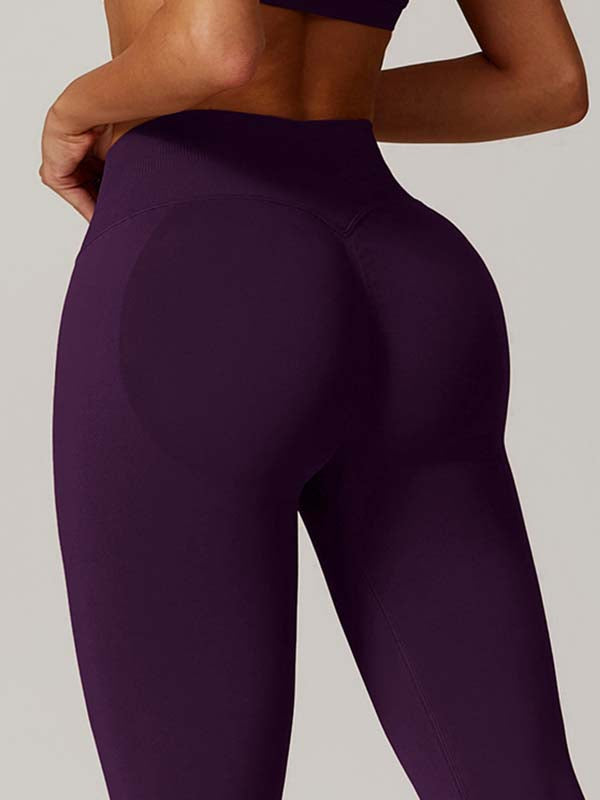 ZASUWA Women's Seamless Solid Color High Waist Yoga Leggings - Elastic Tummy Control Workout Pants for Running, Gym & Lounge Wear