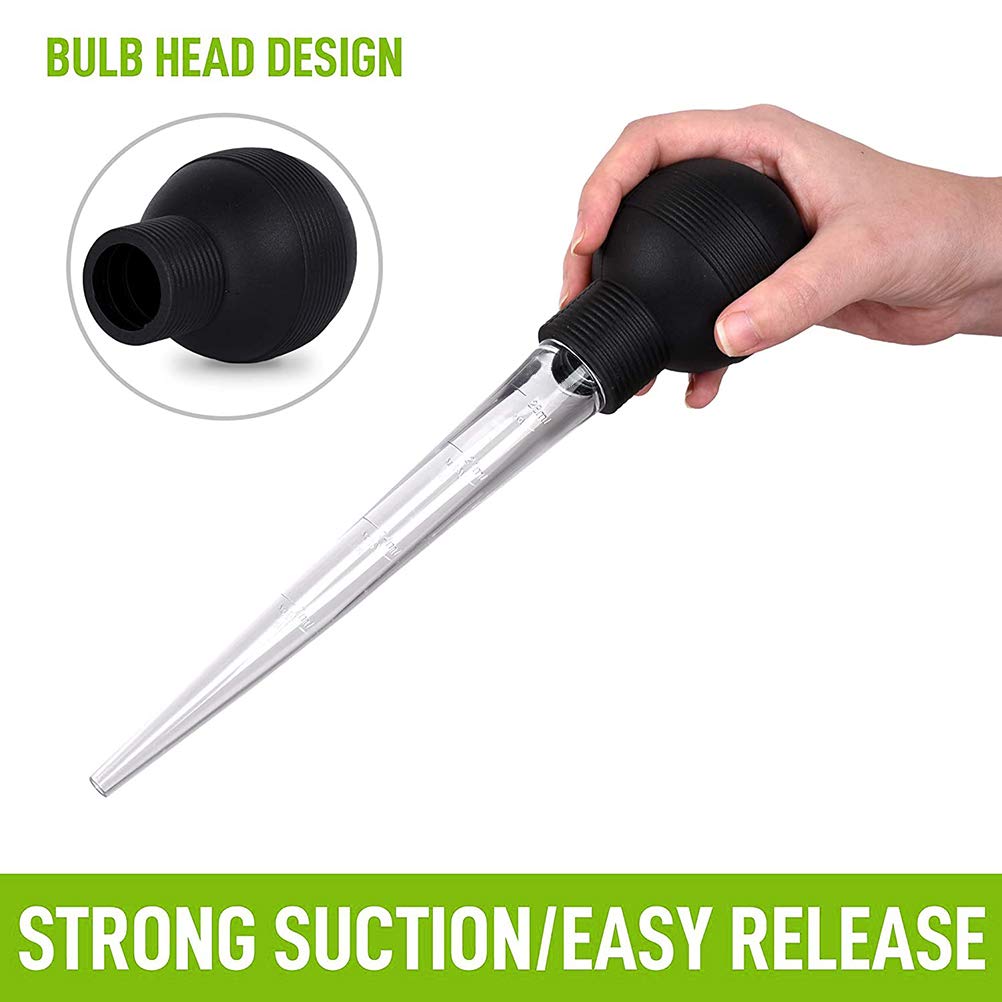 Turkey Baster Syringe with Cleaning Brush - Large Cooking Oil Dropper for Turkey, Chicken, Beef, Pork - Perfect for BBQ, Grilling & Basting Meats