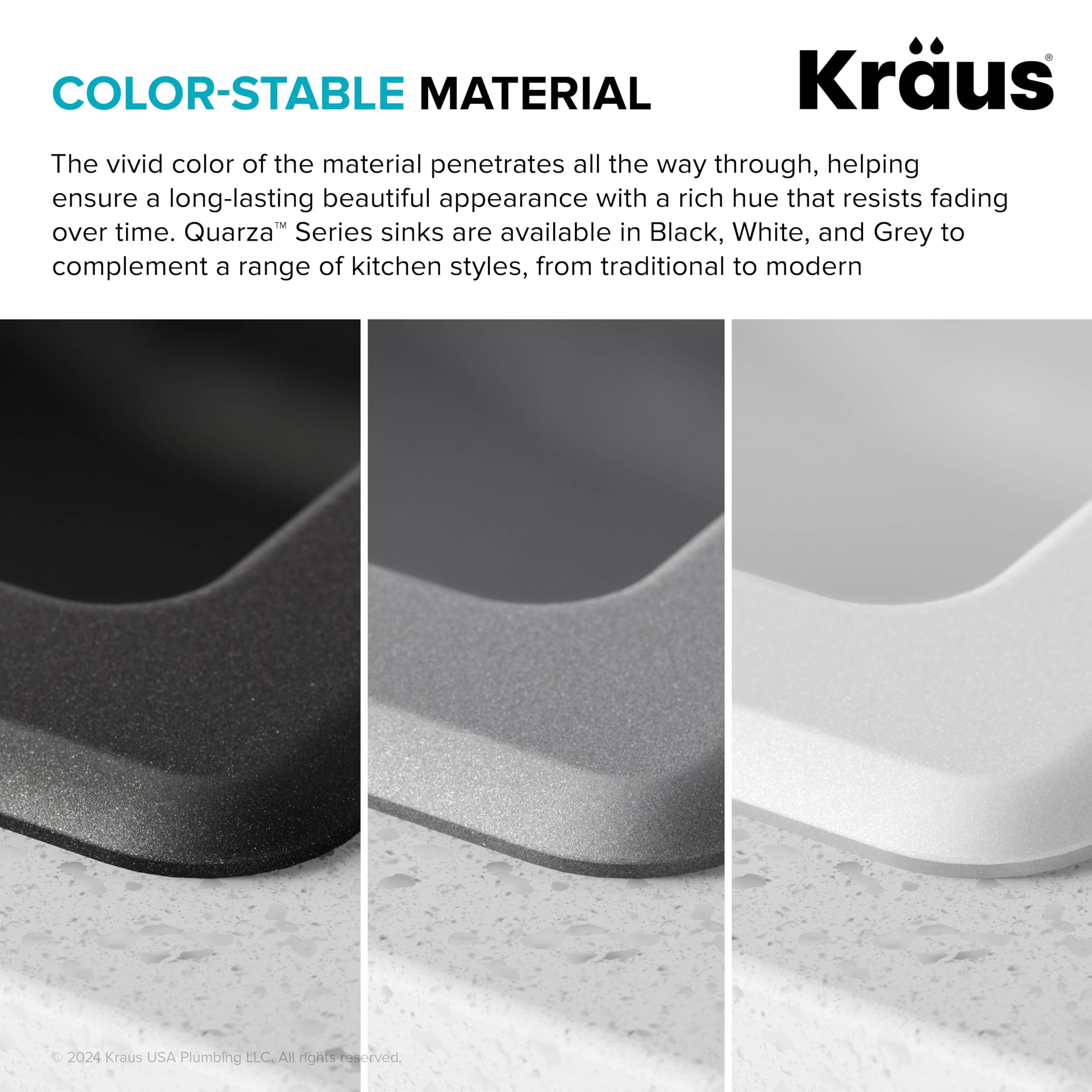 KRAUS Quarza 33-inch Drop-In/Undermount 60/40 Double Bowl Granite Composite Kitchen Sink in Gray - Durable & Stylish for Modern Kitchens, Perfect for Meal Prep and Cleanup (Model KGD-442GREY)