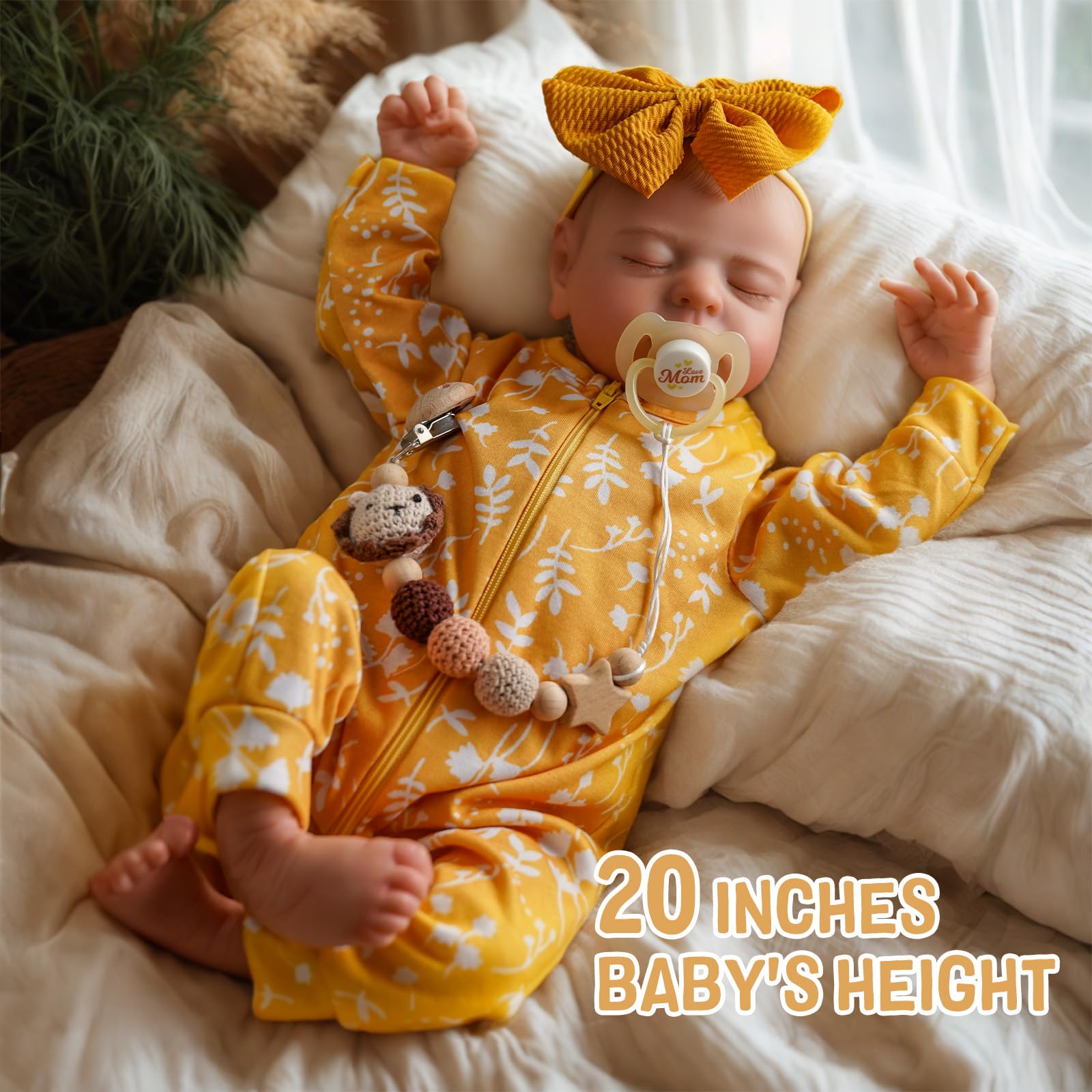 Lifelike Reborn Baby Doll 20 Inch Realistic Newborn Girl Doll - Soft Vinyl Full Body with Outfit & Toy Accessories - Perfect Gift for Kids Age 3+ | Role Play, Collectible Display & Therapy Companion