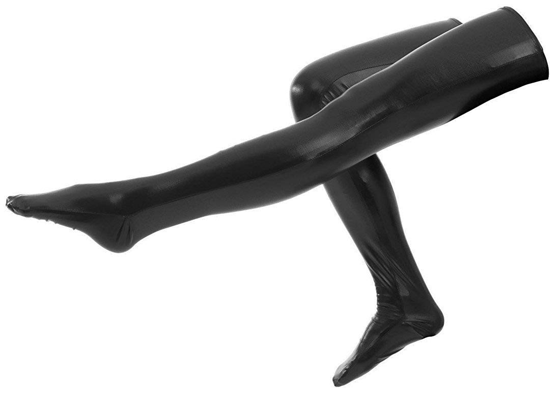 VSVO Metallic Spandex Thigh High Stockings - Sexy Costume Legwear for Party, Cosplay & Halloween - Shiny Faux Leather Tights for Women's Night Out & Festive Occasions