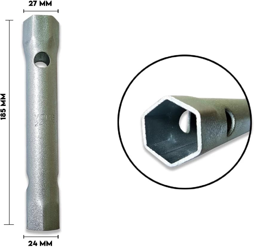 GSK 24 x 27mm Chrome Plated Cut Tubular Box Spanner Wrench - Heavy Duty Box End for Tractor, Automotive & Truck Repair | Perfect for Engine Maintenance, Machinery Assembly and Industrial Applications