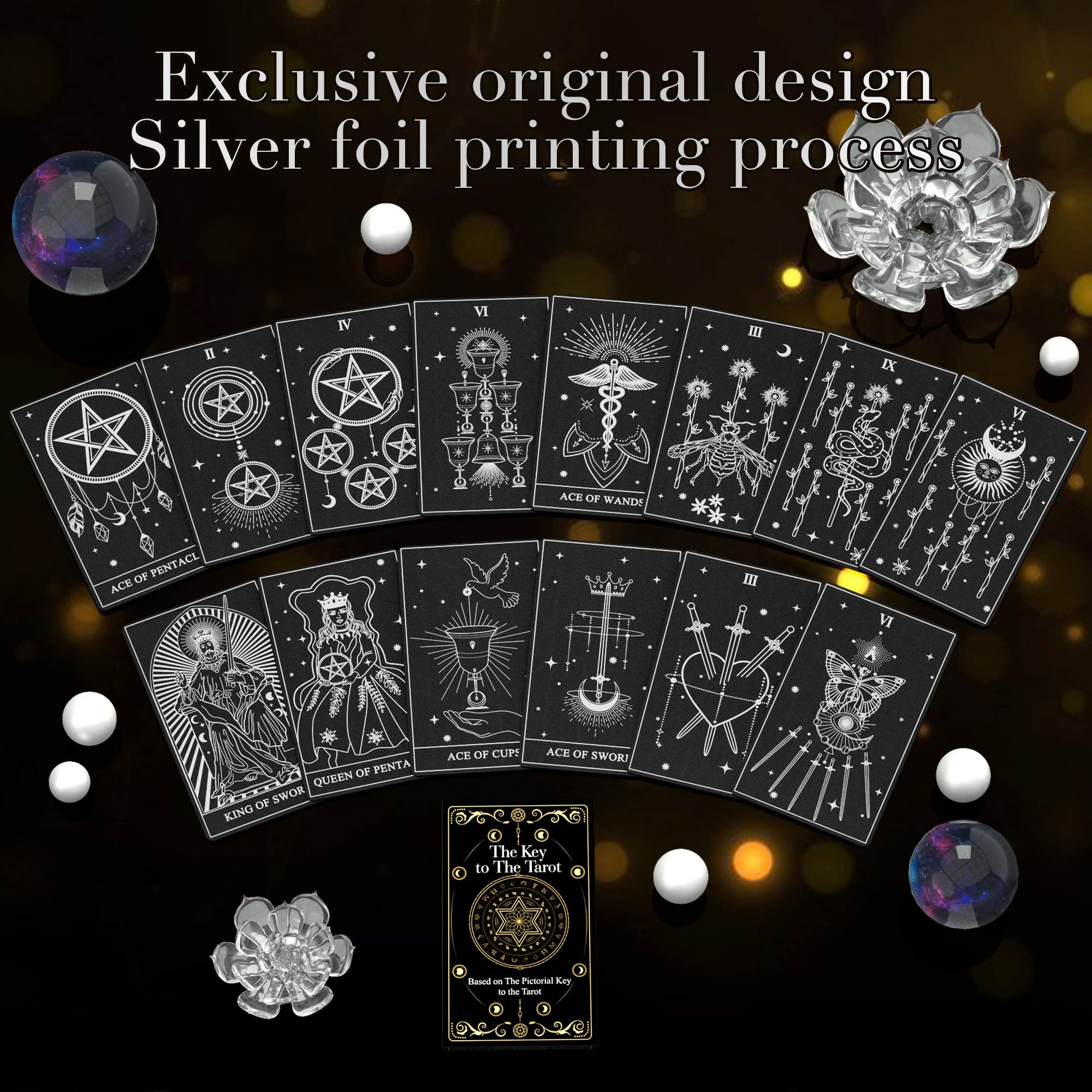 Premium 78-Piece Plastic Tarot Card Set with Guidebook - Waterproof, Gold Foil Surface - Fortune Telling Game for Beginners | Perfect for Divination, Meditation & Spiritual Growth