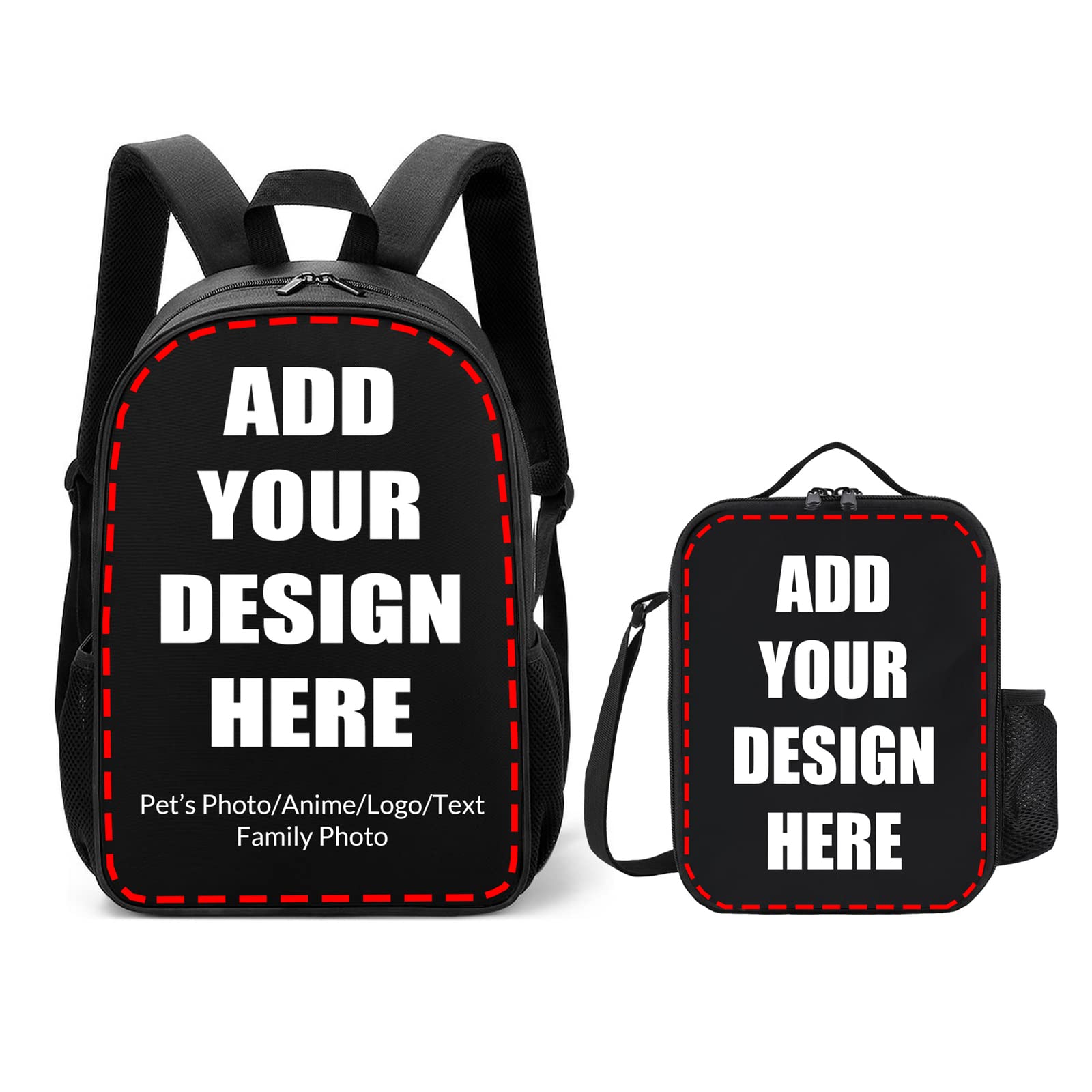 Custom Backpack and Lunch Box Set - Personalized Photo Bookbag with Insulated Lunch Bag for Men & Women - Perfect for School, Work, Travel & Outdoor Activities