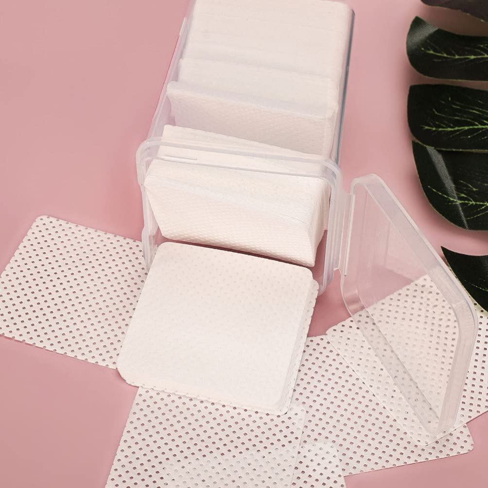 2 Pack Nail Polish Remover Wipes & Eyelash Glue Cleaning Pads - Gentle Non-Woven Cotton Cloths for Nail Care & Lash Extension Maintenance - Perfect for Salon, Home Use & Travel Beauty Essentials
