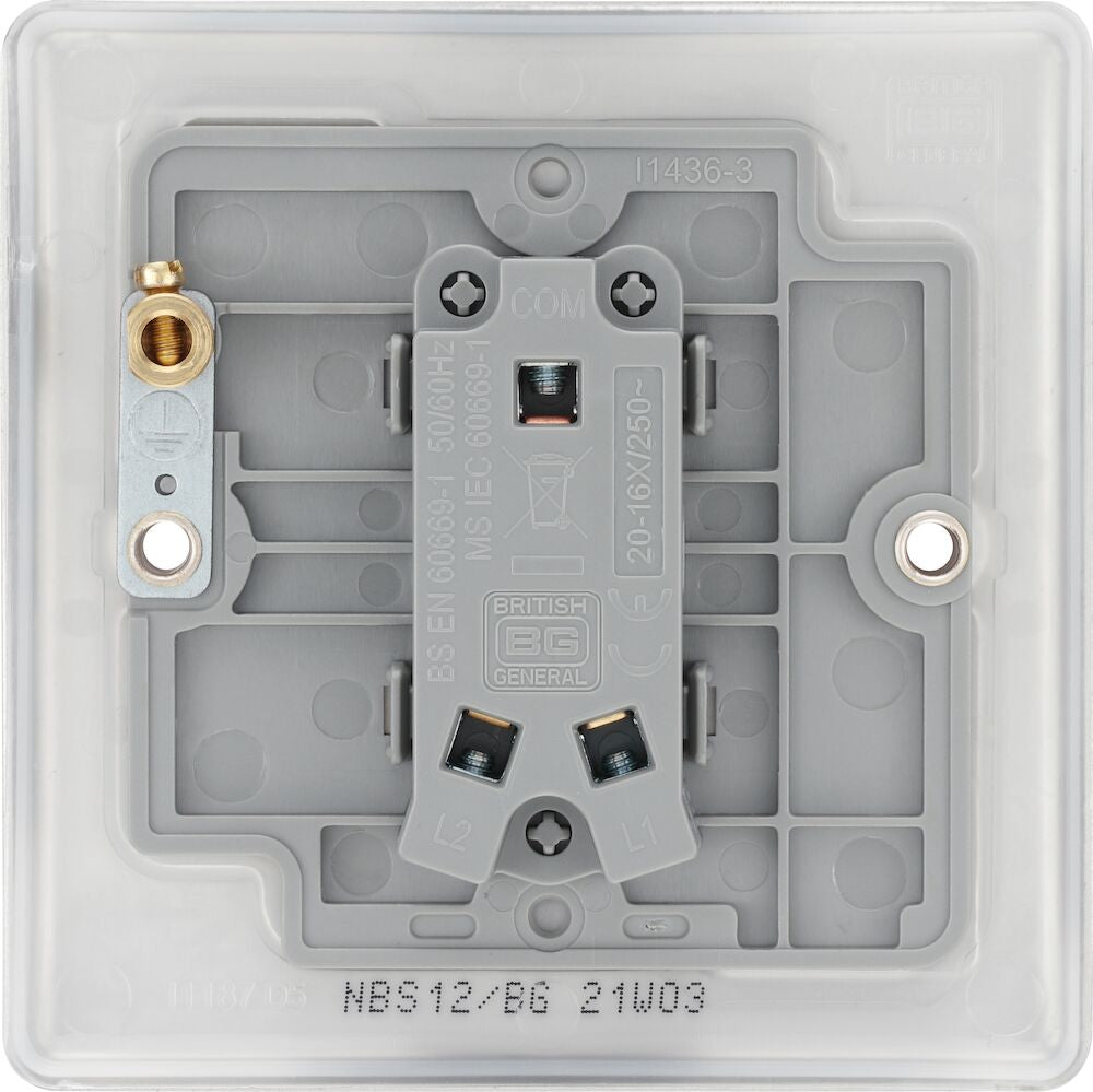 BG Nexus Metal Brushed Steel 1 Gang 2 Way Light Switch NBS12 - Perfect for Modern Home and Office Lighting Control