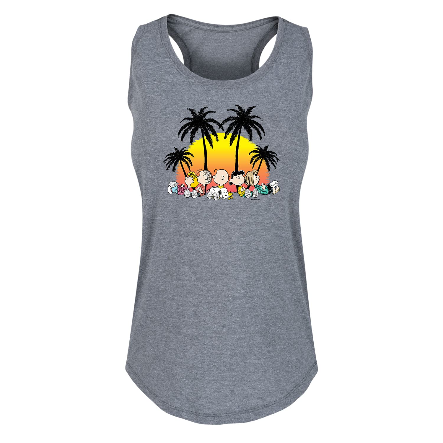 HYBRID APPAREL Women's Peanuts Tropical Sunset Racerback Tank Top - Soft Breathable Workout & Casual Summer Wear