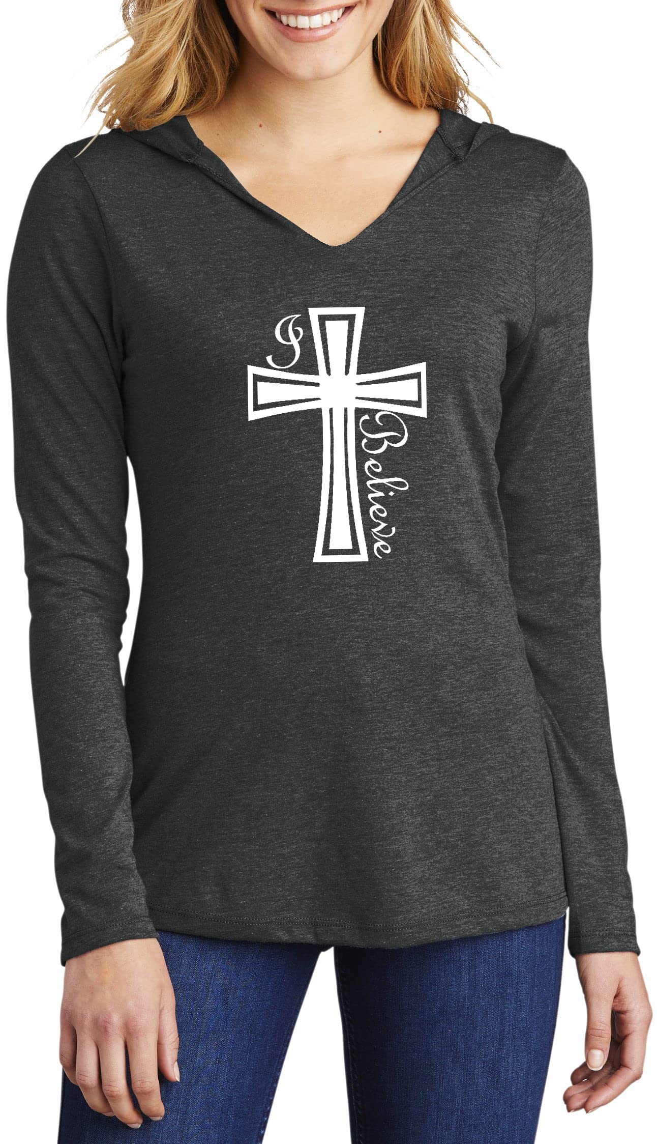 Funny Christian Faith T-Shirt for Women - I Believe in God Graphic Hoodie & Casual Tee - Perfect for Church, Bible Study & Everyday Wear