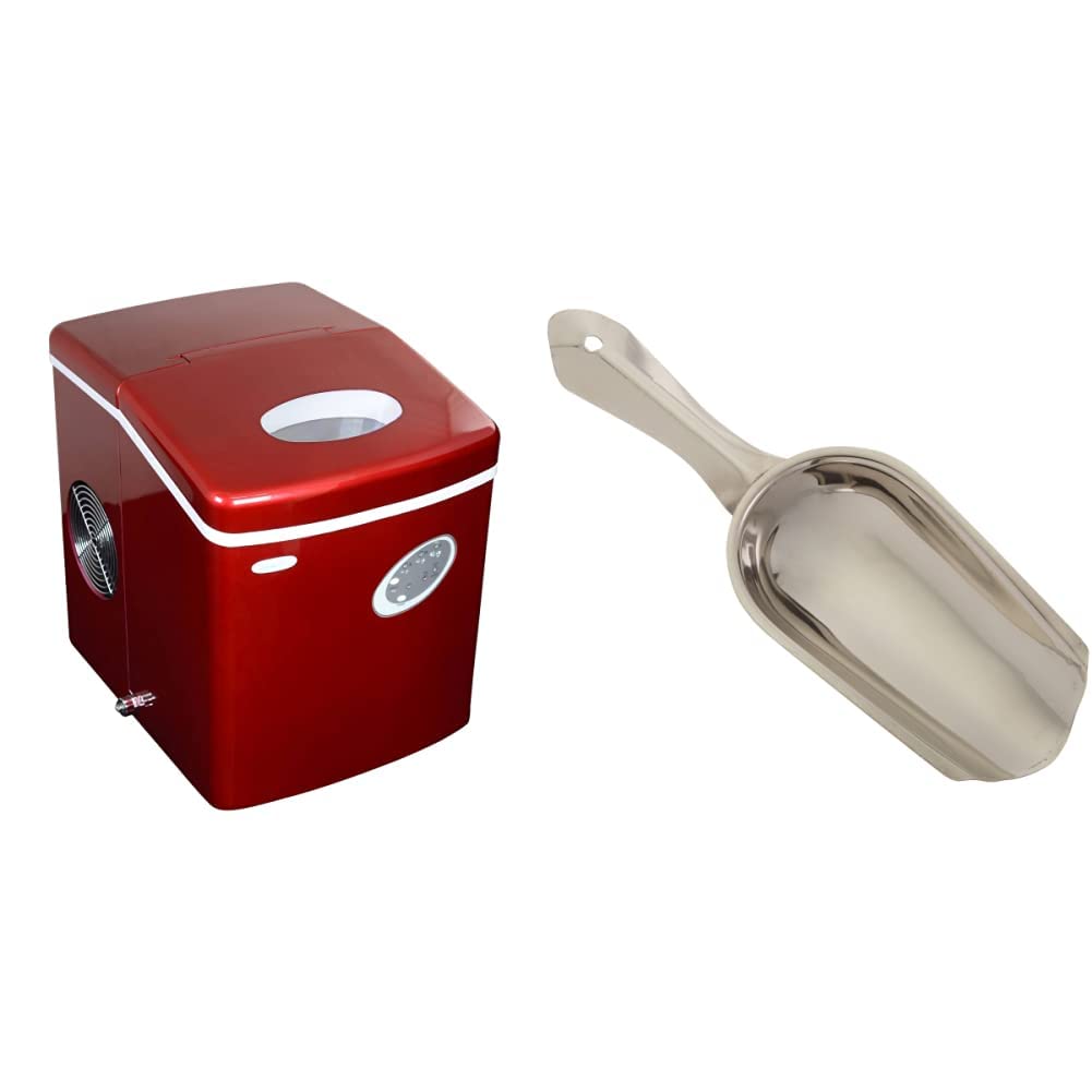 NewAir Compact Automatic Countertop Ice Maker Machine (Red) - 6-Minute Ice Cubes, 28 lbs/24 Hours - Includes Stainless Steel Ice Scoop - Perfect for Home Bars, Parties, RVs & Office Use