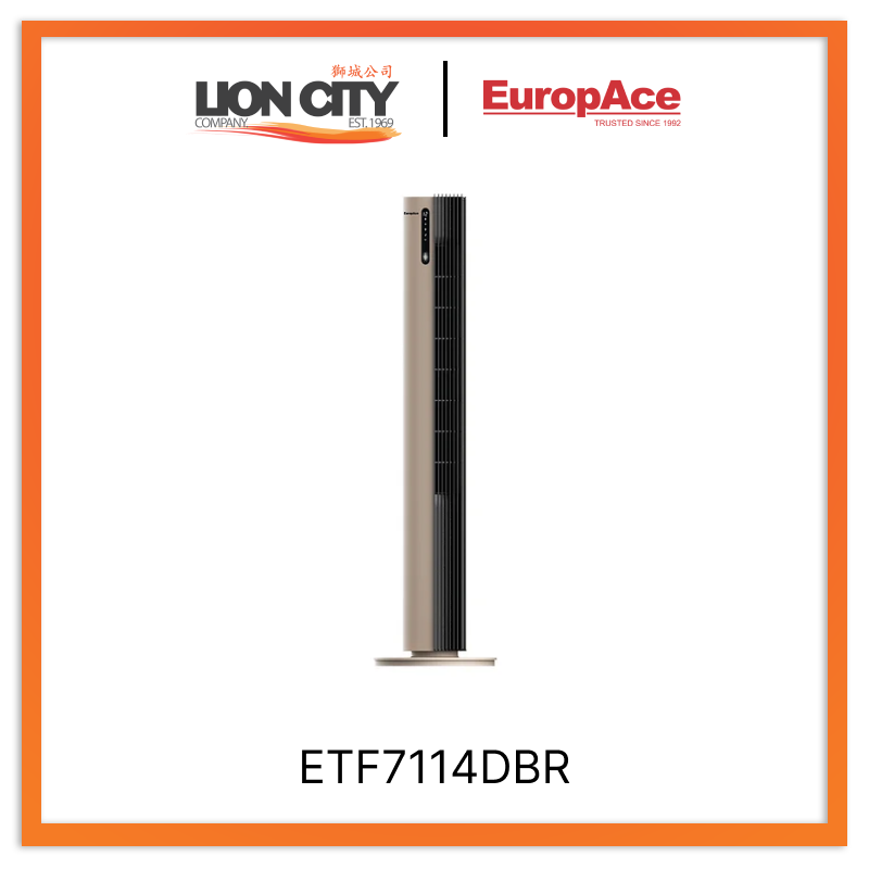 Europace ETF7114DBR DC Tower Fan with Air Sterilizer - Ultra Quiet Cooling Fan with HEPA Filter for Home, Office & Bedroom - Energy Efficient Air Circulator for Year-Round Comfort