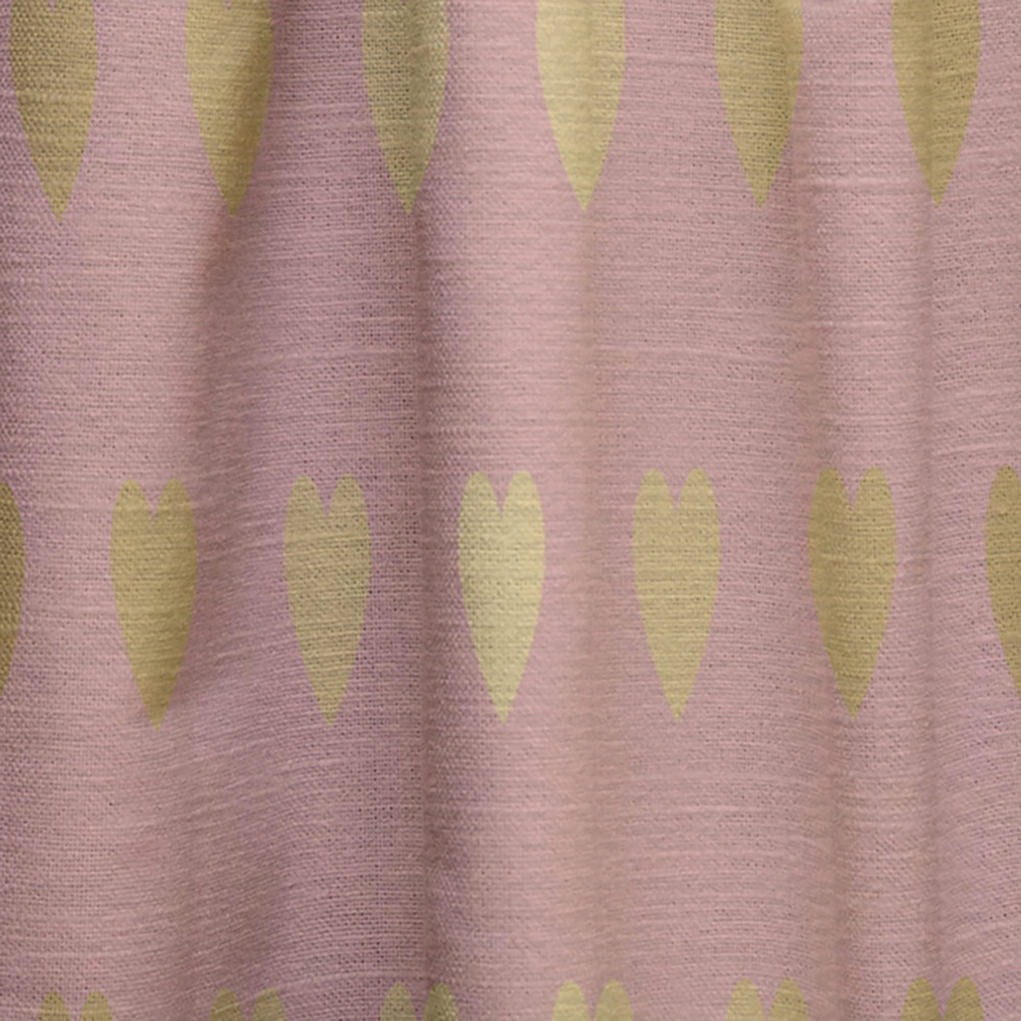 DesignQ Gold Heart Print Pink Thermal Insulated Curtains - Single Panel 52x90 Inches - Elegant Window Treatments for Bedroom & Living Room (Perfect for Home Decor, Privacy & Temperature Control)