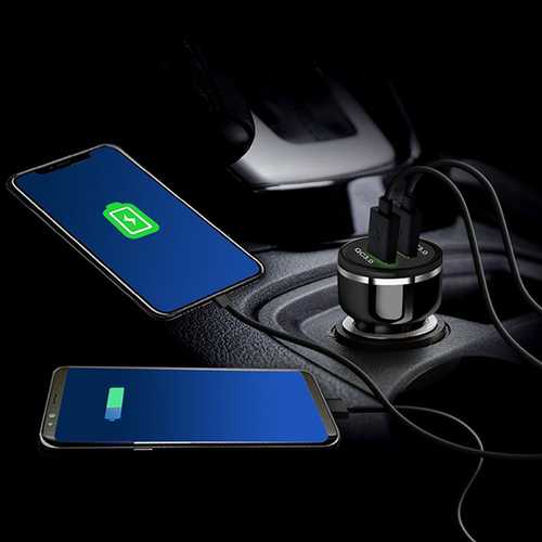 Bakeey 18W Dual QC3.0 USB Fast Car Charger with LED Light - Compatible with OnePlus 5T/6, Xiaomi 6/Mix 2S, Samsung S9+ - Perfect for Road Trips & Daily Commuting