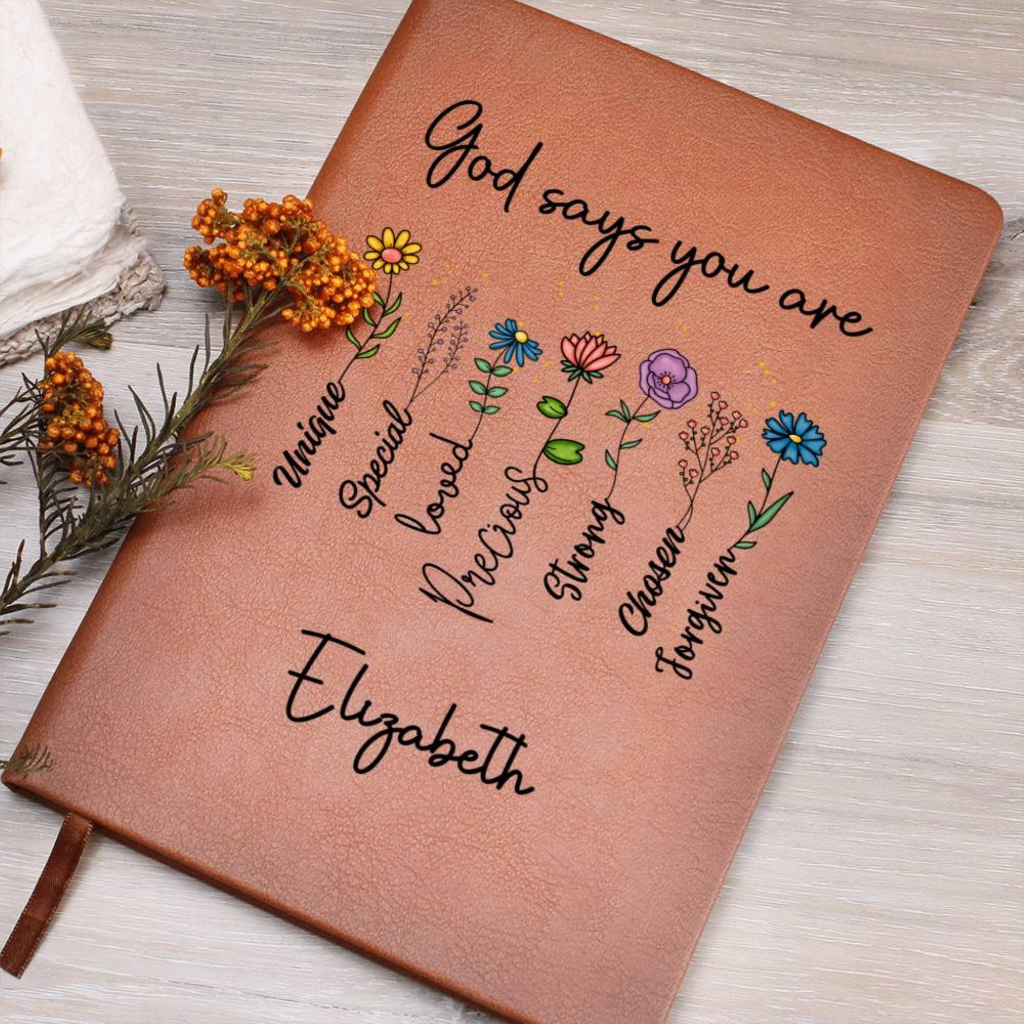 Custom A5 Vegan Leather Prayer Journal - Personalized Christian Gift for Bible Study & Devotionals