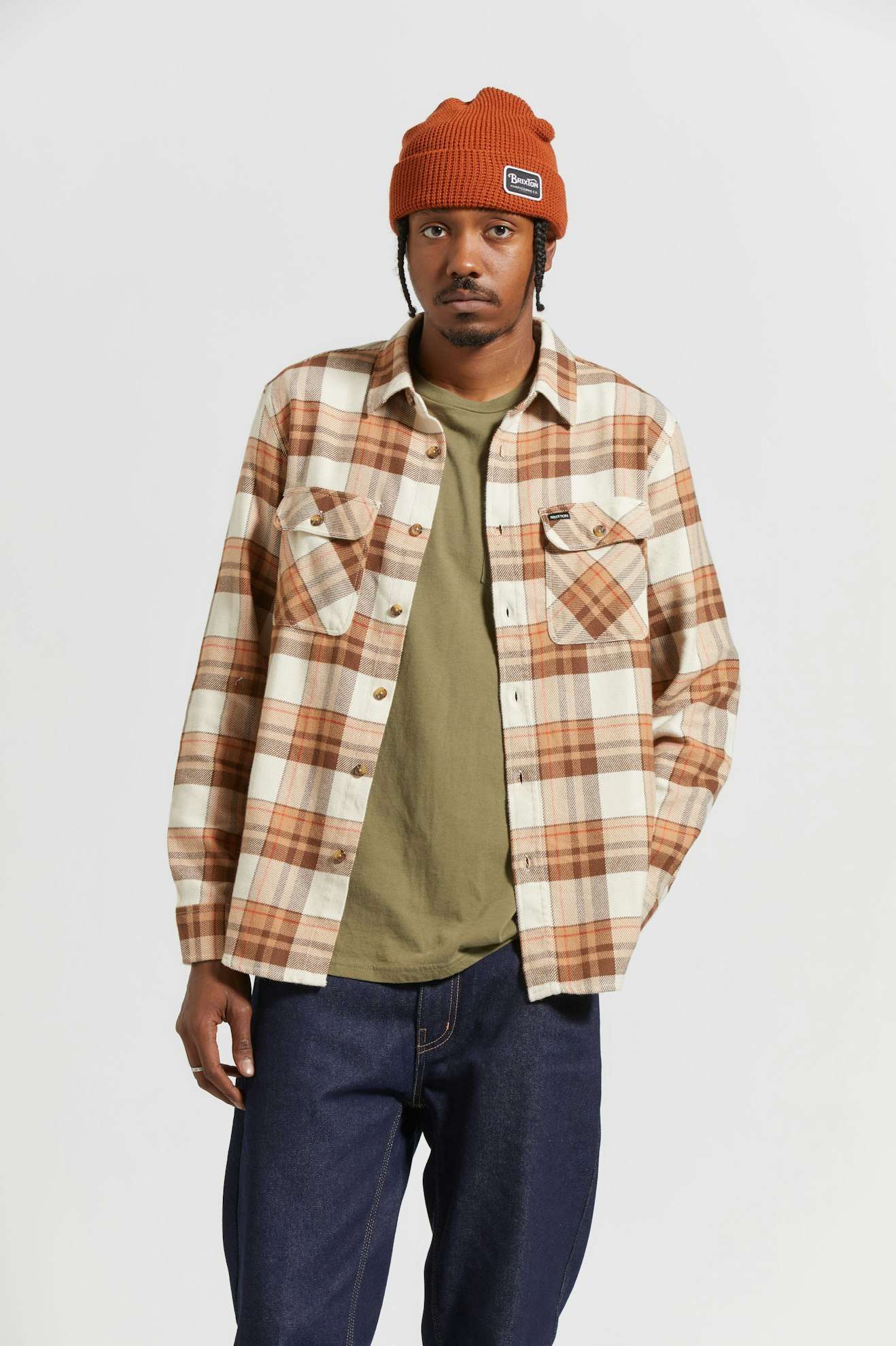 Bowery Long Sleeve Flannel Shirt for Men - Whitecap, Pinecone Brown & Burro Brown Colors - Perfect for Outdoor Adventures, Camping & Casual Wear