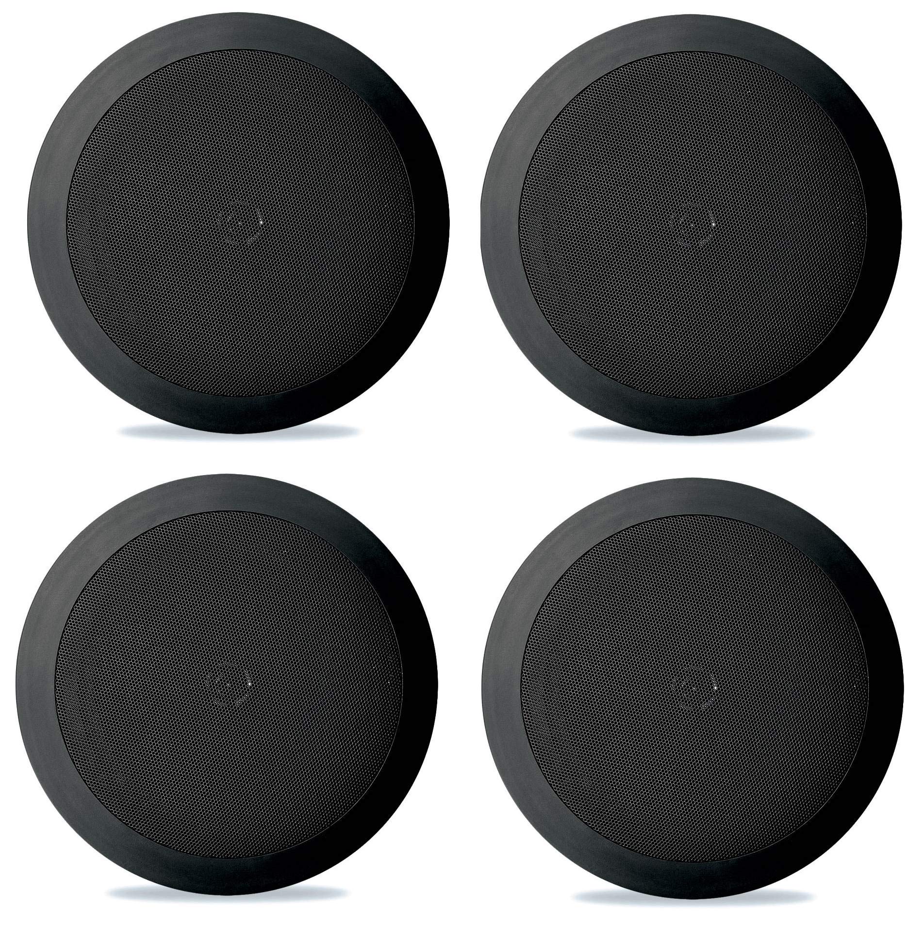 Pyle PDIC81RDBK 8 Inch 250W Flush Mount In-Wall & In-Ceiling Black Speakers - 2 Way Stereo Sound for Home Theater, Surround Sound & Custom Installations - Set of 4