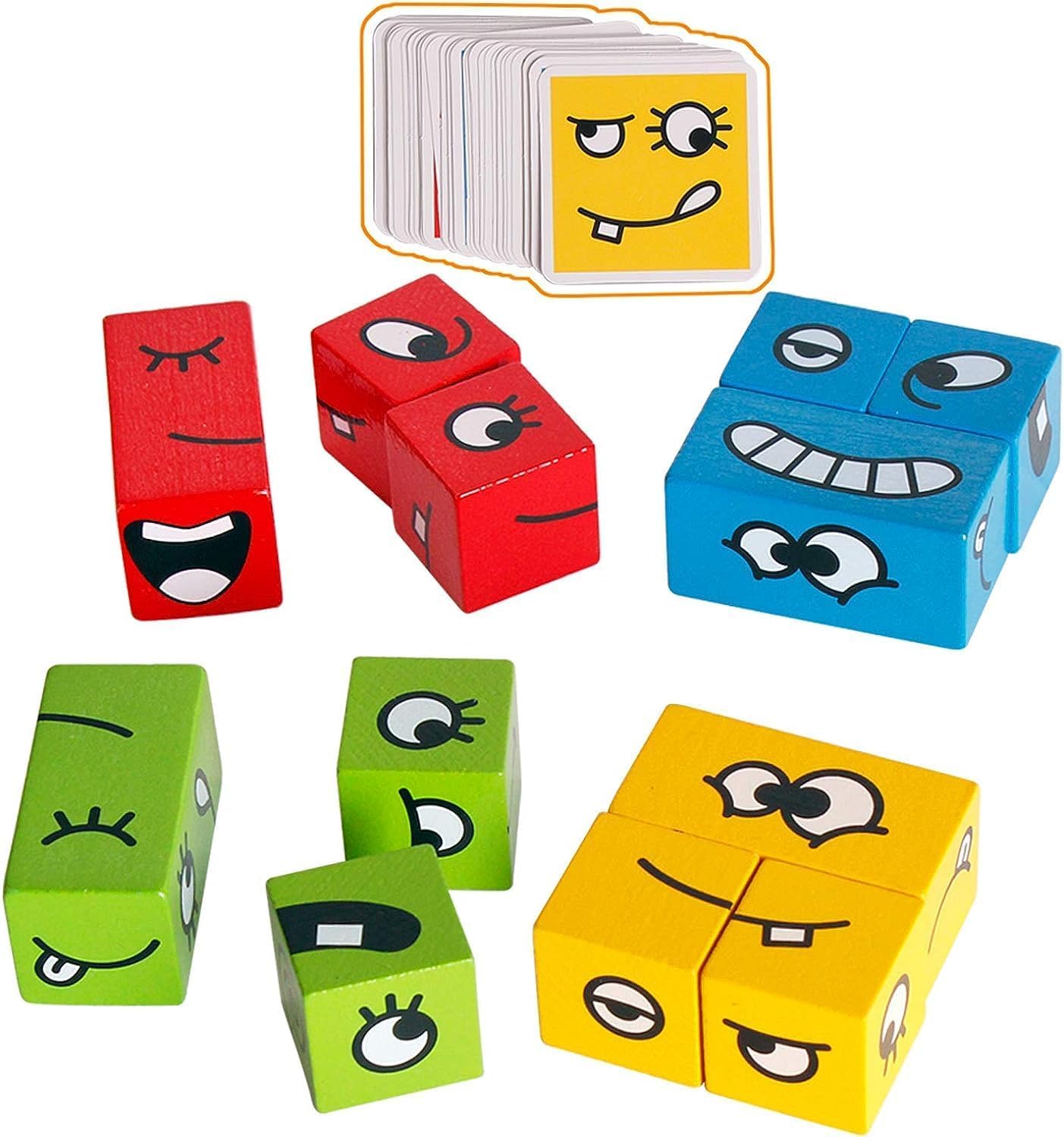 Toy Imagine Cube Face Game - Fun & Educational Puzzle for Kids Ages 3+ | 4 Colorful Cubes & Matching Cards | Memory & Recognition Skill Development | Perfect for Preschool Learning, Family Game Night & Travel Activities