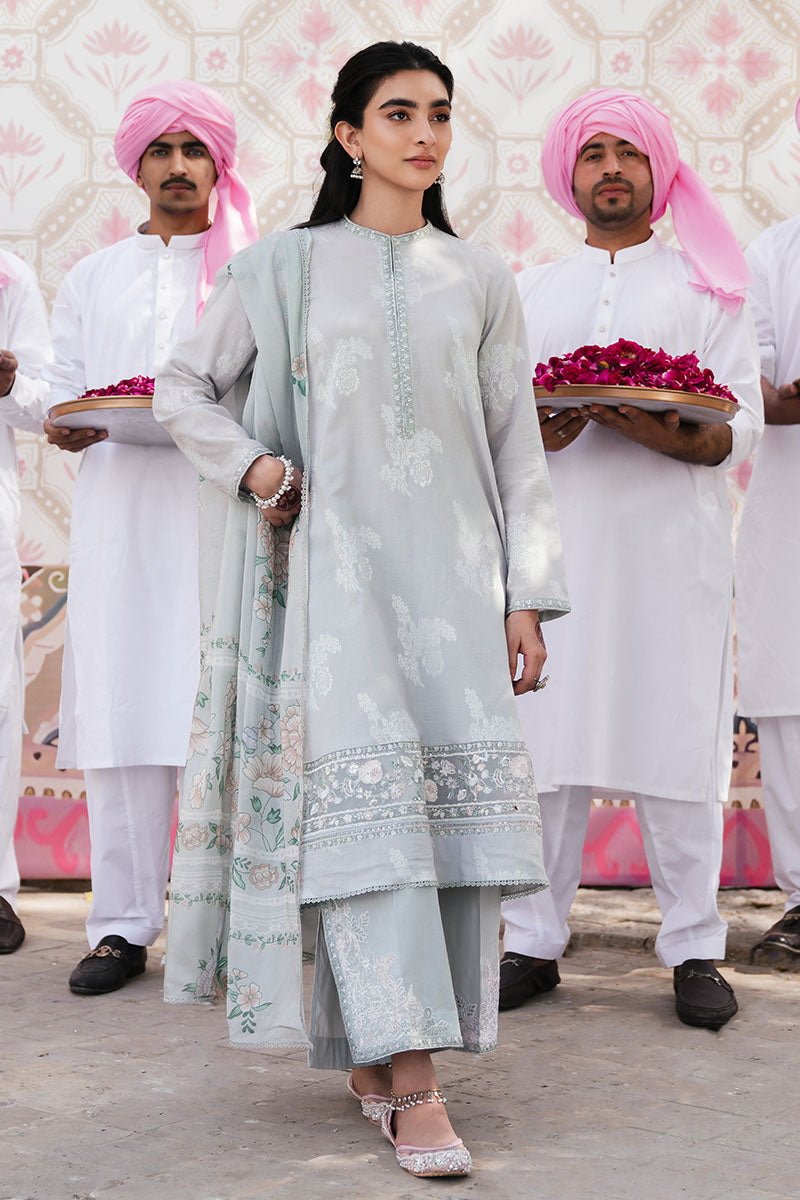 LUNAR BLOOM 3-Piece Jacquard Suit Set for Women - Elegant Dyed Floral Print Outfit for Parties, Weddings & Special Occasions