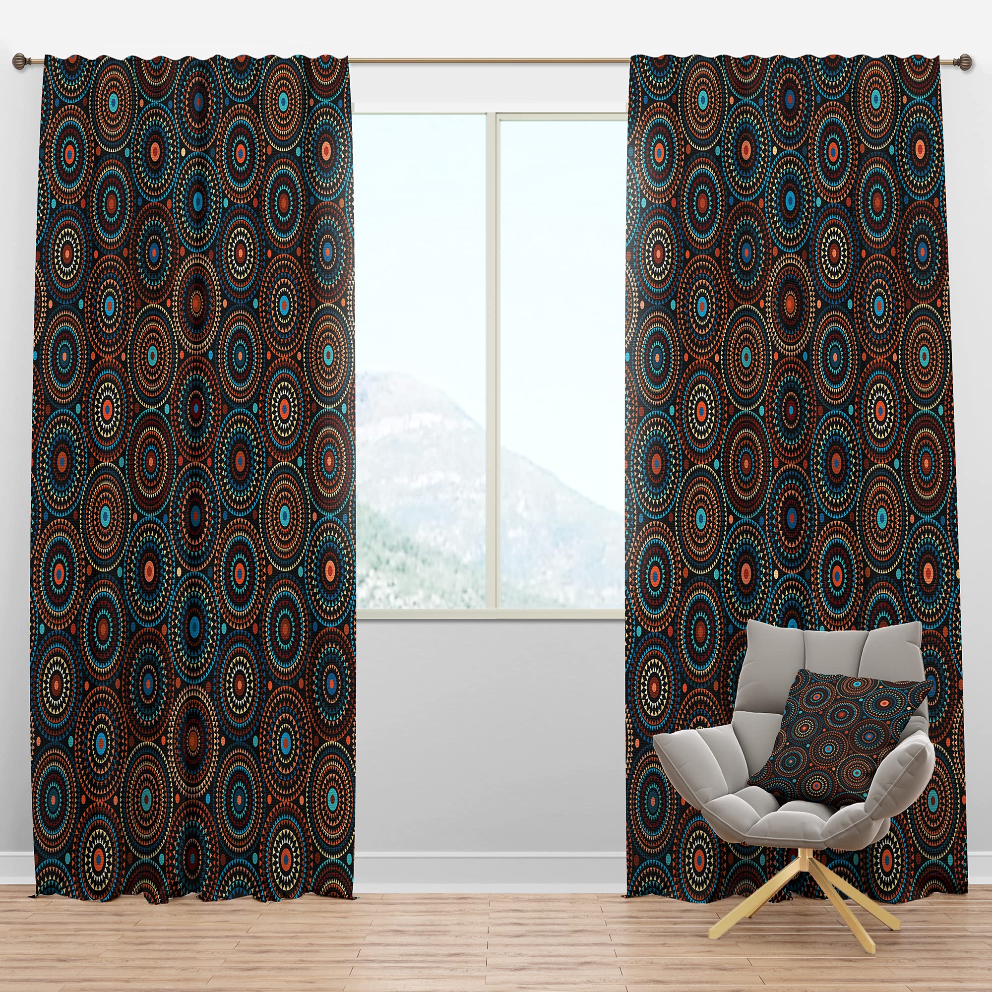 DesignQ Blackout Curtains - Ethnic Geometric Pattern Thermal Insulated Window Drapes for Bedroom & Living Room (52x108, Single Panel) - Perfect for Noise Reduction, Light Blocking & Energy Saving