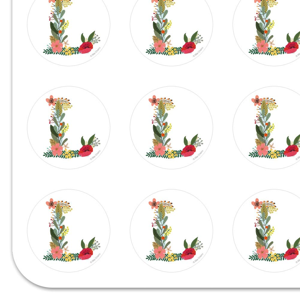 Floral Monogram Letter L Stickers for Planner, Calendar, Scrapbooking & Crafting - Perfect for DIY Journals, Bullet Journals, and Stationery Decoration