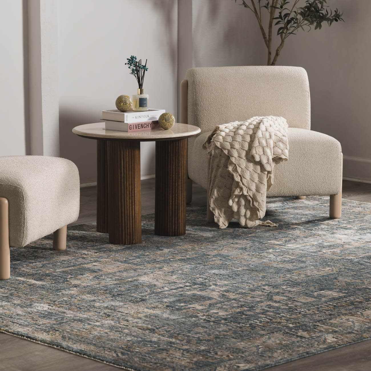 Hauteloom Cooranbong Traditional Beige Brown Blue Area Rug 6'7