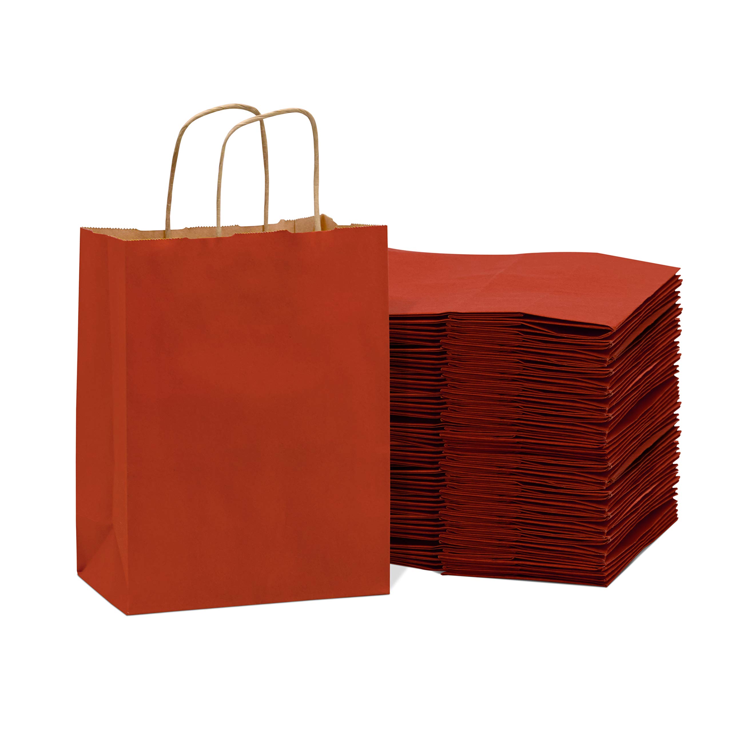 400 Pack Small Red Gift Bags 8x4x10 Inch - Eco-Friendly Kraft Paper Shopping Bags with Handles, Bulk Craft Totes for Boutiques, Retail Stores & Small Business | Perfect for Birthday Parties, Christmas, Valentine's Day & Holiday Gift Wrapping | Great for Party Favors, Wedding Favors & Corporate Events