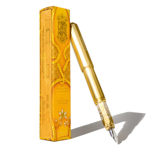 Ferris Wheel Press Limited Edition Aluminum Carousel Fountain Pen - Plaited Gold Tress | Elegant Writing Instrument for Journaling, Calligraphy & Gift Giving