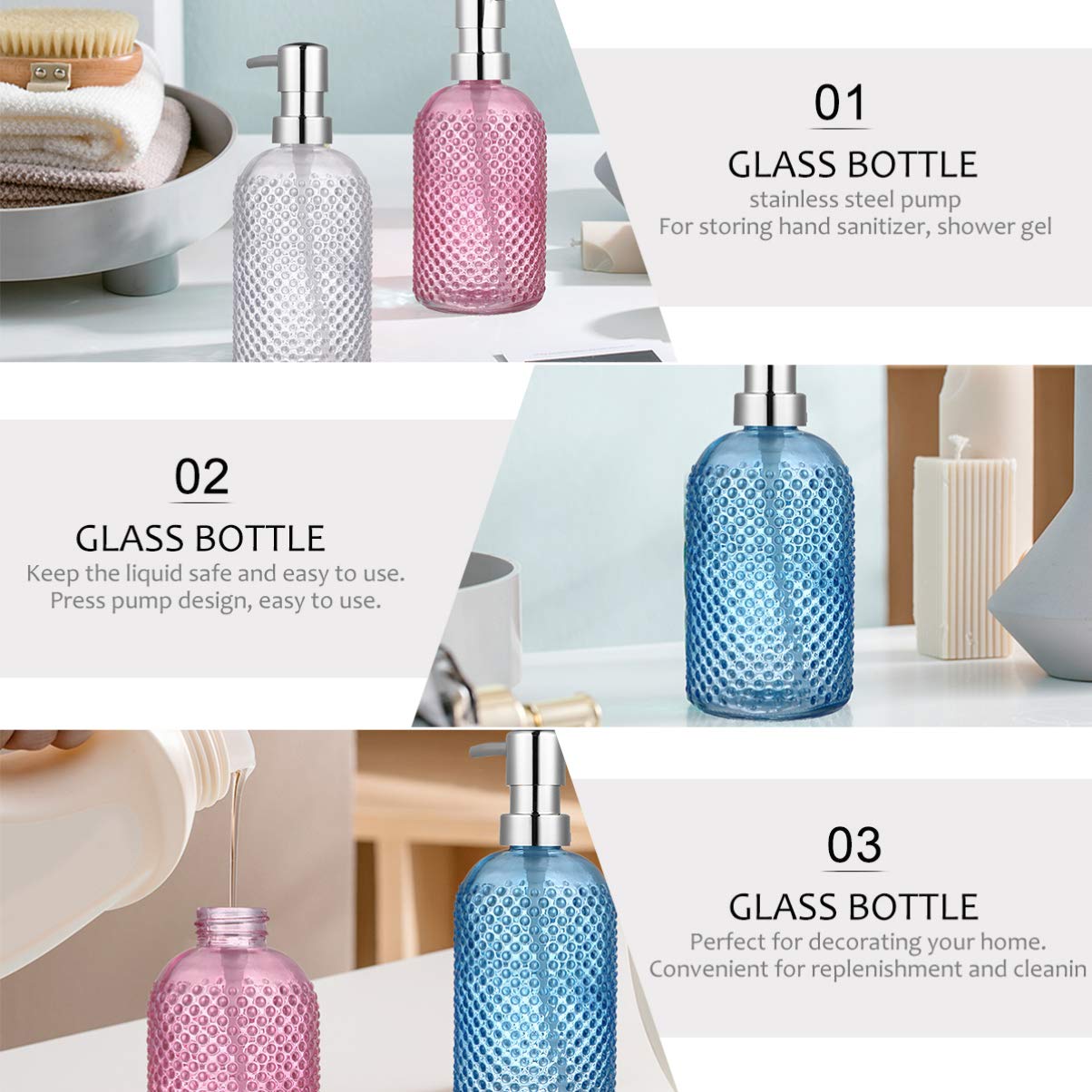 3Pcs Cabilock Shampoo Travel Bottles - Leak-Proof Refillable Toiletries Containers for Shower Gel, Lotion & Body Wash - Portable Pump Dispenser for Home & Travel Use (Great for Gym, Vacation & Daily Hygiene)