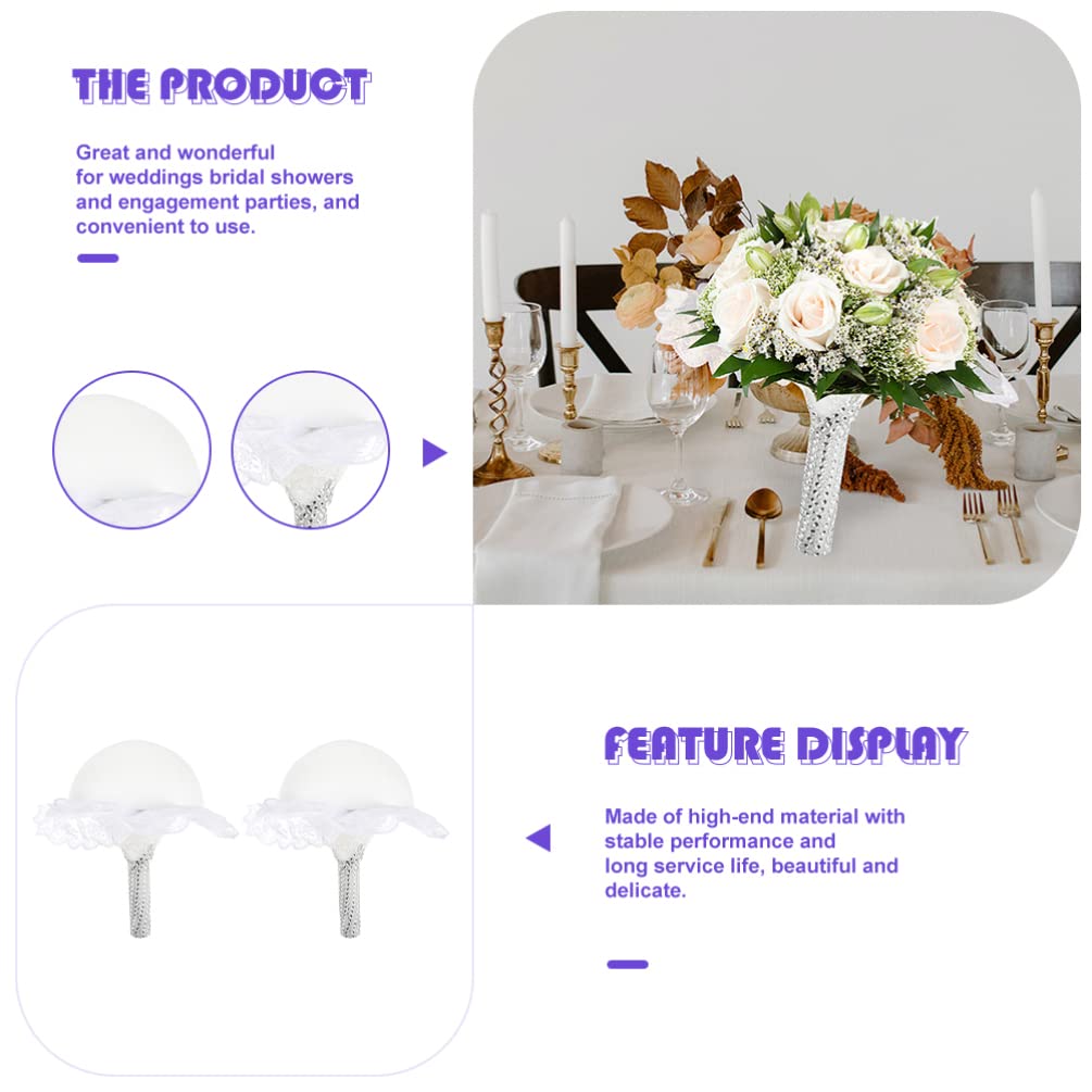 2pcs Bouquet Holder for Bridal Flowers - Wedding Bouquet Holder with Floral Foam - Handheld Flower Decoration for Artificial & Fresh Flowers - Perfect for Weddings, Bridal Showers & DIY Floral Arrangements