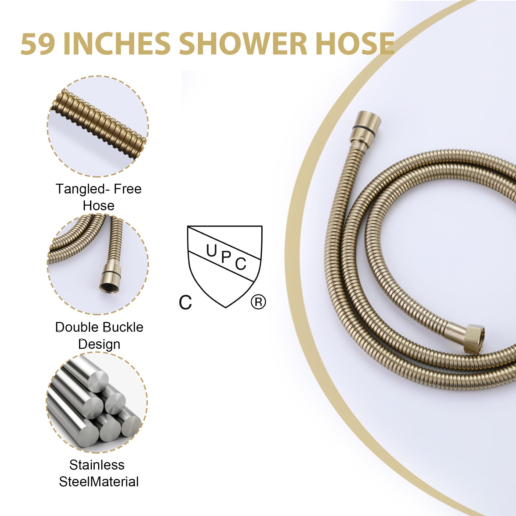 10 Inch Brushed Gold Wall Mount Shower Faucet Set - High Pressure Rainfall Shower Head with Handheld Spray - Brass Bathroom Shower System for Luxury Spa Experience