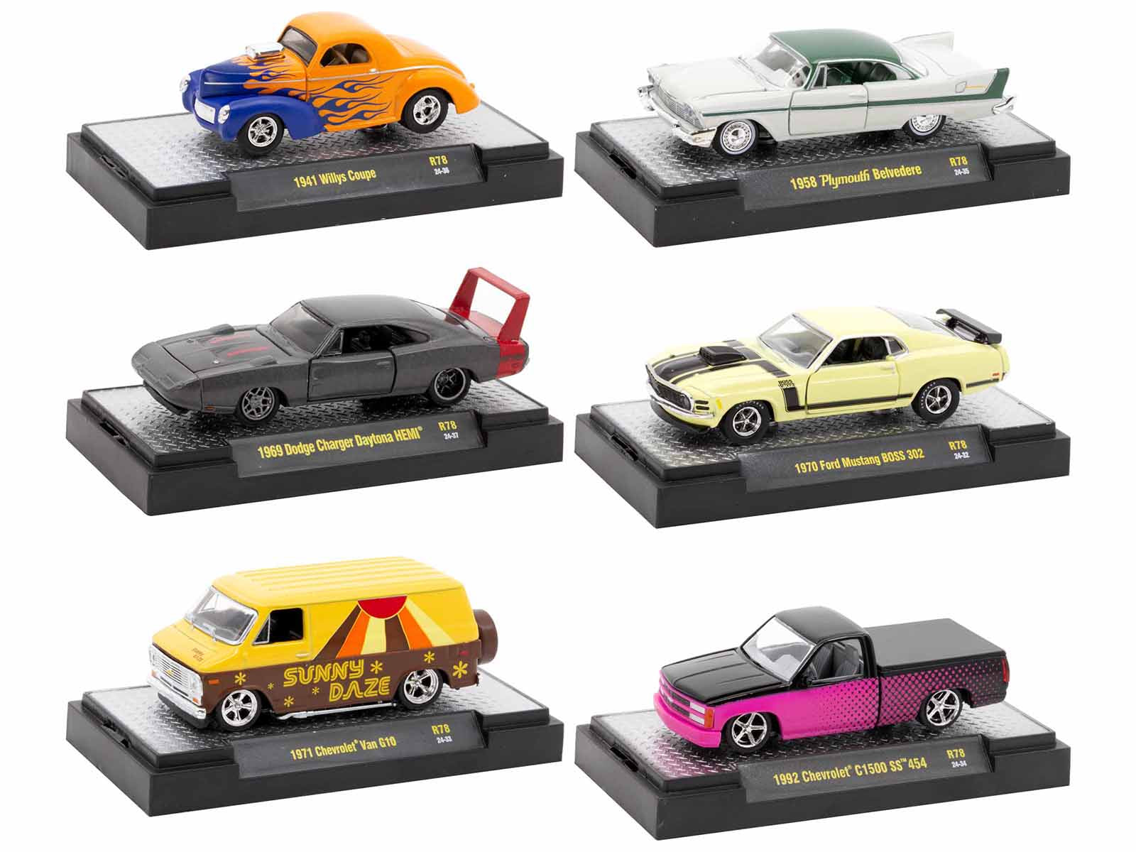 M2 Machines 1/64 Scale Diecast Model Cars - Limited Edition Set of 6 Vintage Vehicles in Display Cases (Release 78) - Perfect for Collectors, Car Enthusiasts & Home/Office Decor
