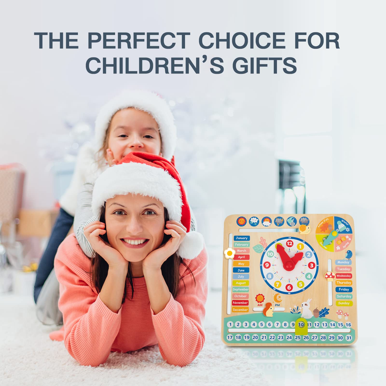 TOOKYLAND Montessori Wooden Learning Toys - Kids Daily Calendar & Clock for Toddlers Ages 3+ | Educational Gifts for Preschoolers | Perfect for Homeschooling & Early Childhood Development