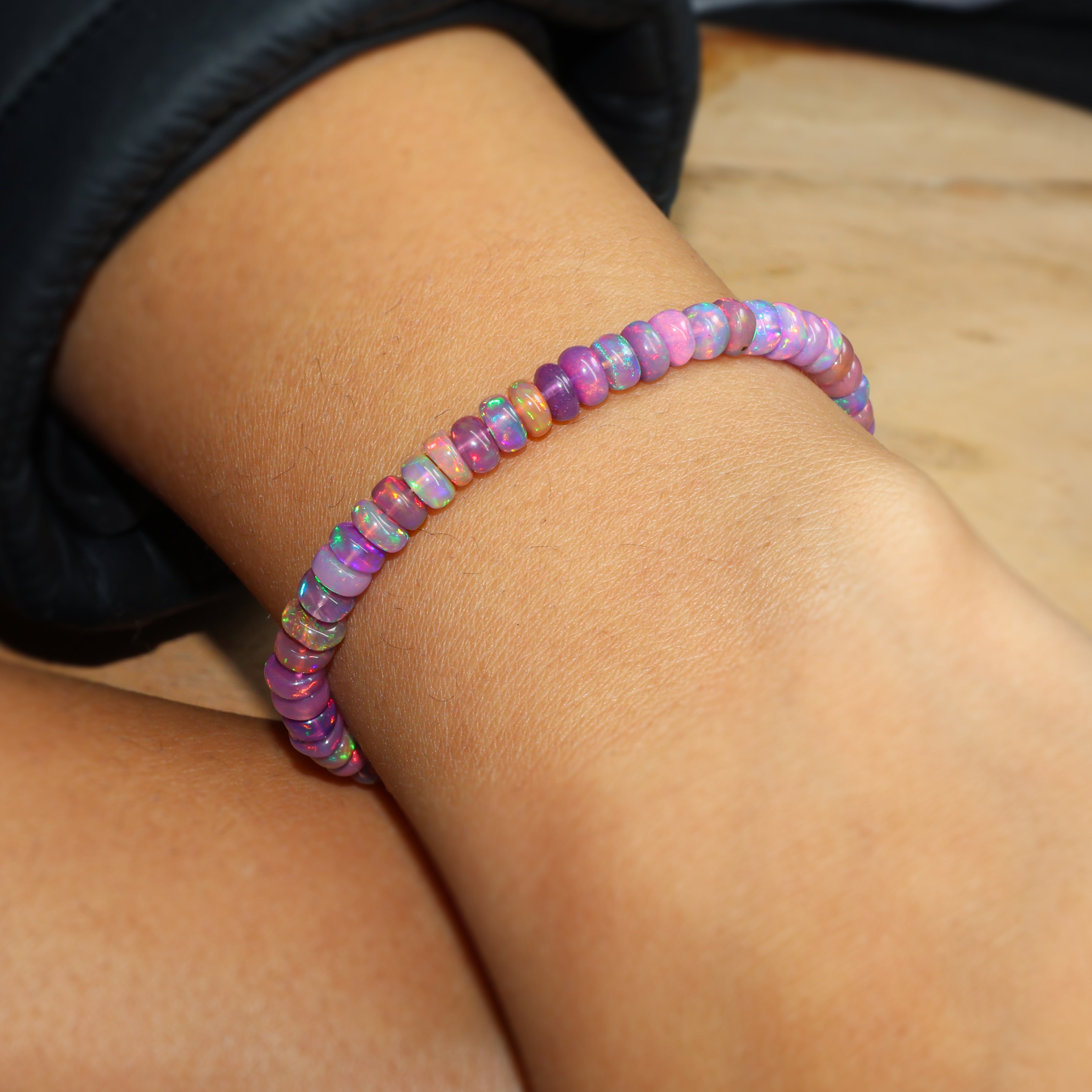 Natural Purple Opal 4-5MM Beaded Handmade Bracelet for Women - Boho Chic Jewelry Gift for Birthday, Wedding & Everyday Wear