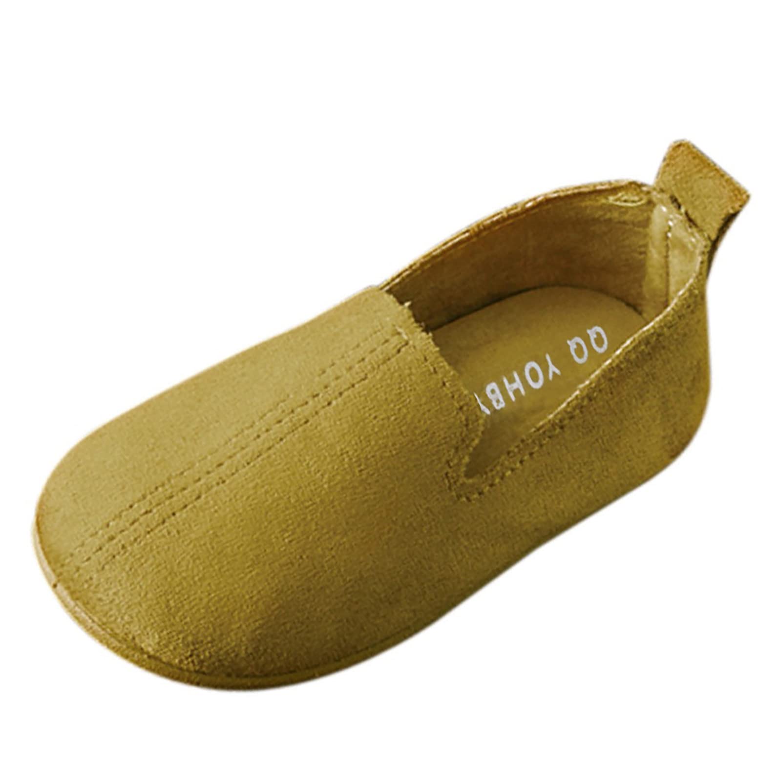 Fashionable Leather Baby Shoes for Girls - Casual Princess Style Solid Color Walking Shoes (Yellow) - Perfect for First Steps & Everyday Play