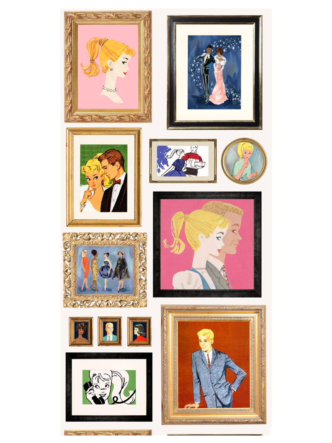 Barbie™ Cream Illustrated Wallpaper for Gallery Walls - Perfect for Bedroom, Living Room & Nursery Decor
