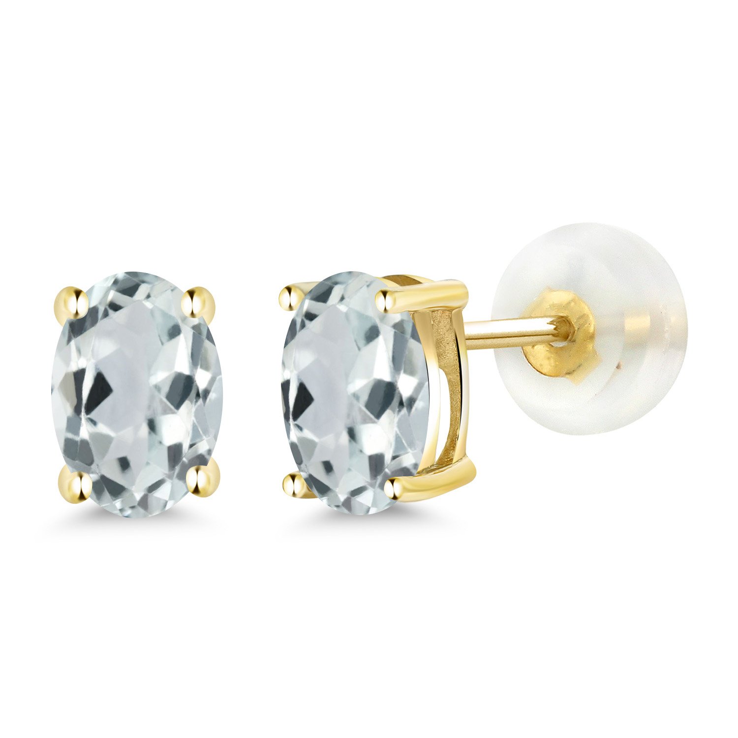 14K Gold Oval Gemstone Stud Earrings for Women & Men | 6x4mm Birthstone Jewelry | Perfect Gift for Mom, Wife, Her | Elegant Fine Jewelry for Everyday Wear & Special Occasions