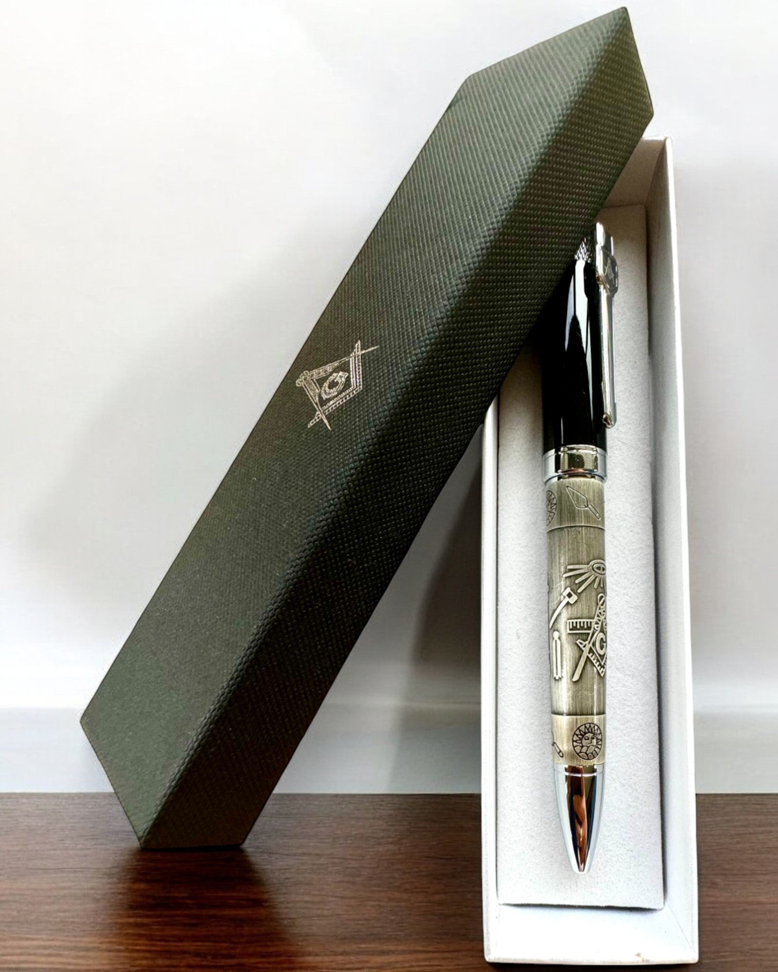 Elegant Engraved Pen with Symbolic Motifs - Ancient Silver Personalized Gift for Writers, Professionals & Graduates | Perfect for Office, Business Meetings & Special Occasions
