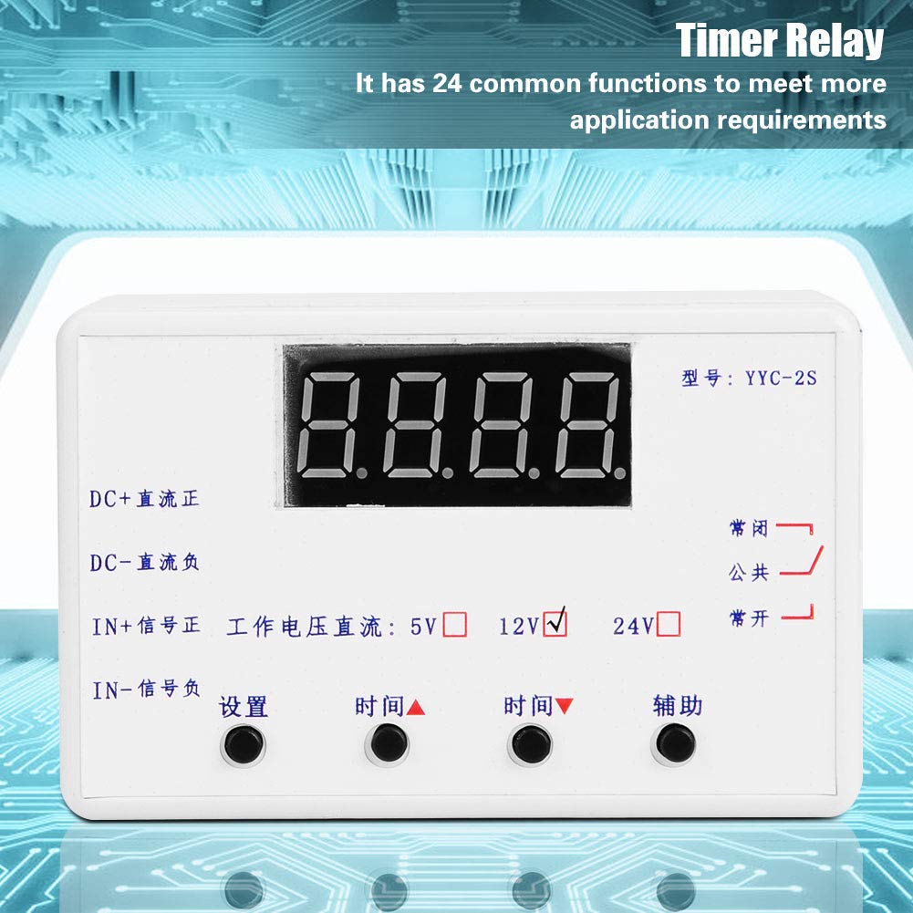 YYC-2S Adjustable Timer Relay Module with LED Display - 12V Plastic Relay Board for Solenoid Valves, Motors, Light Belts | Perfect for Industrial Automation, Home DIY Projects & Electrical Control Systems