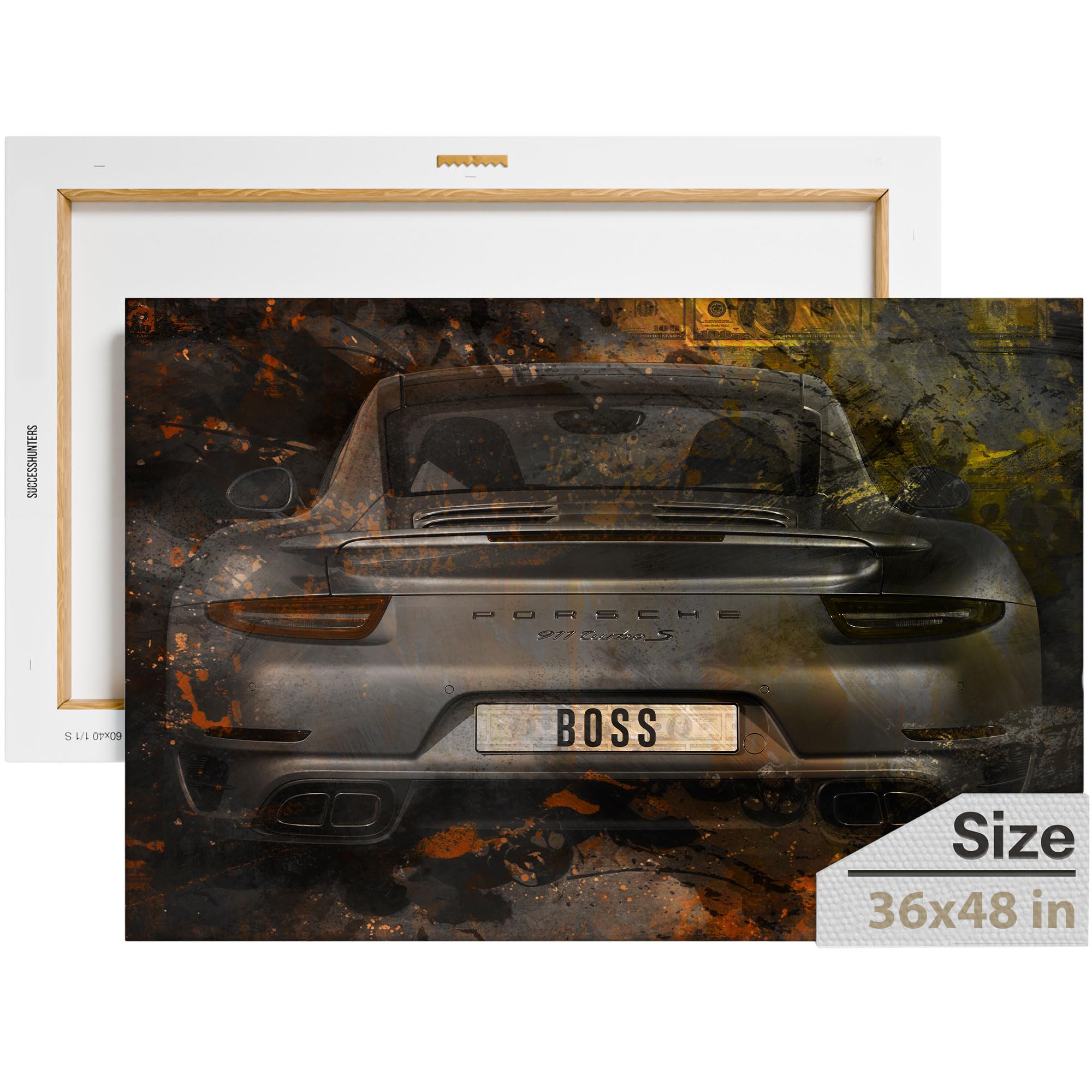 Motivational Wall Art for Office & Home - Supercar Canvas Print, Inspirational Automotive Decor for Porsche & Sports Car Lovers - 48x36 Inch Car Poster - Perfect for Man Cave, Garage, or Office Decor
