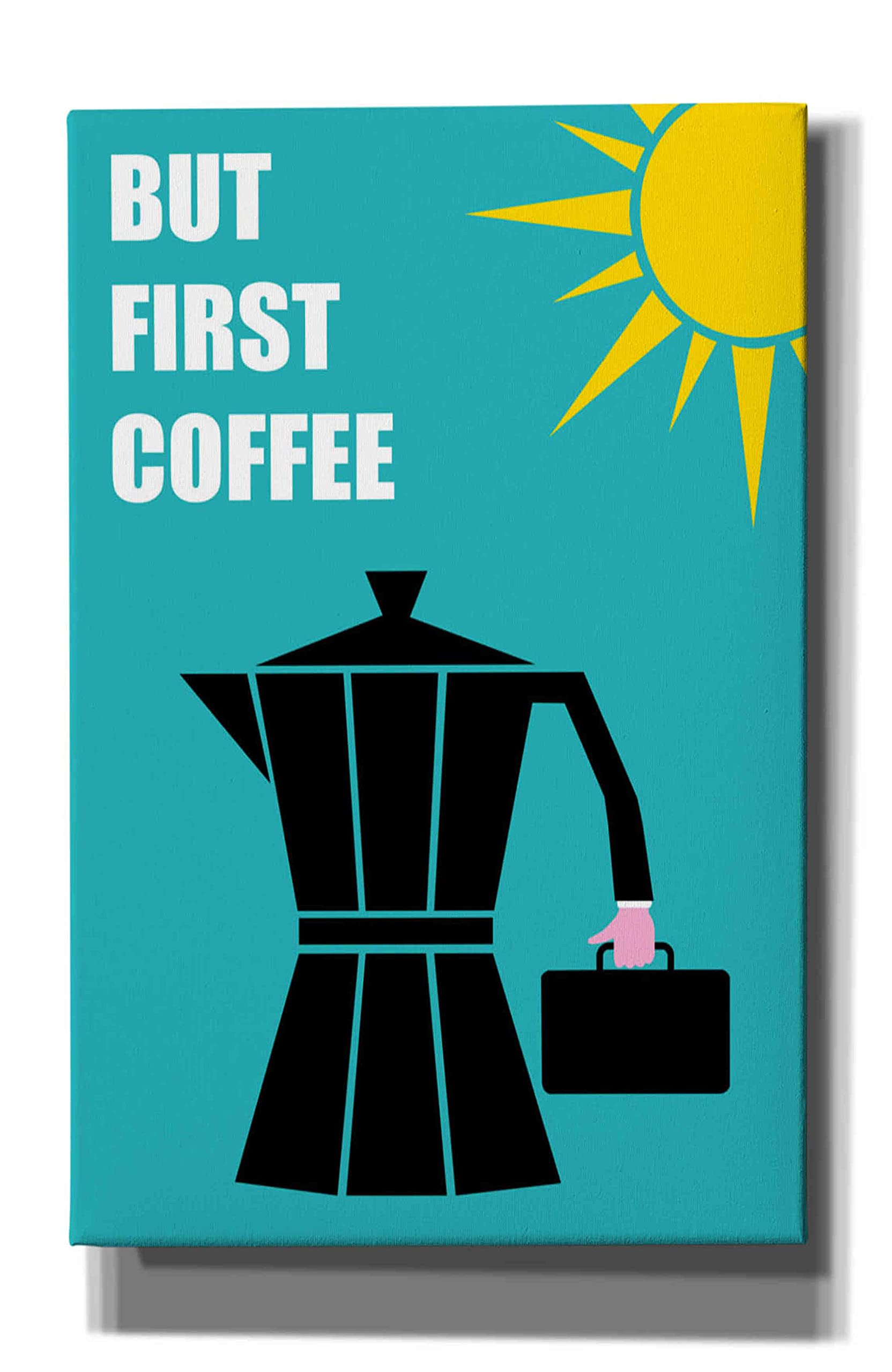 Epic Graffiti 'But First Coffee' by Cesare Bellassai - 26x40 Inch Canvas Wall Art for Living Room, Bedroom & Office Decor - Modern Abstract Painting for Coffee Lovers