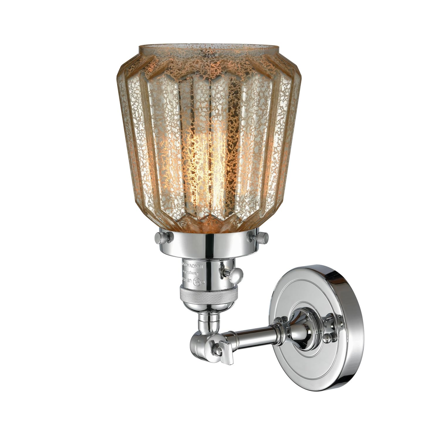 Innovations 203SW-PC-G146 Modern Wall Sconce Light Fixture with High/Low/Off Switch in Polished Chrome Finish - Perfect for Bedroom, Hallway, and Living Room Lighting Decor