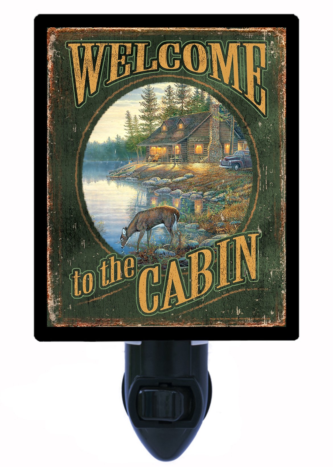 Rustic Cabin & Camping LED Night Light - Warm White Dimmable for Bedroom, Nursery, RV, and Outdoor Adventures