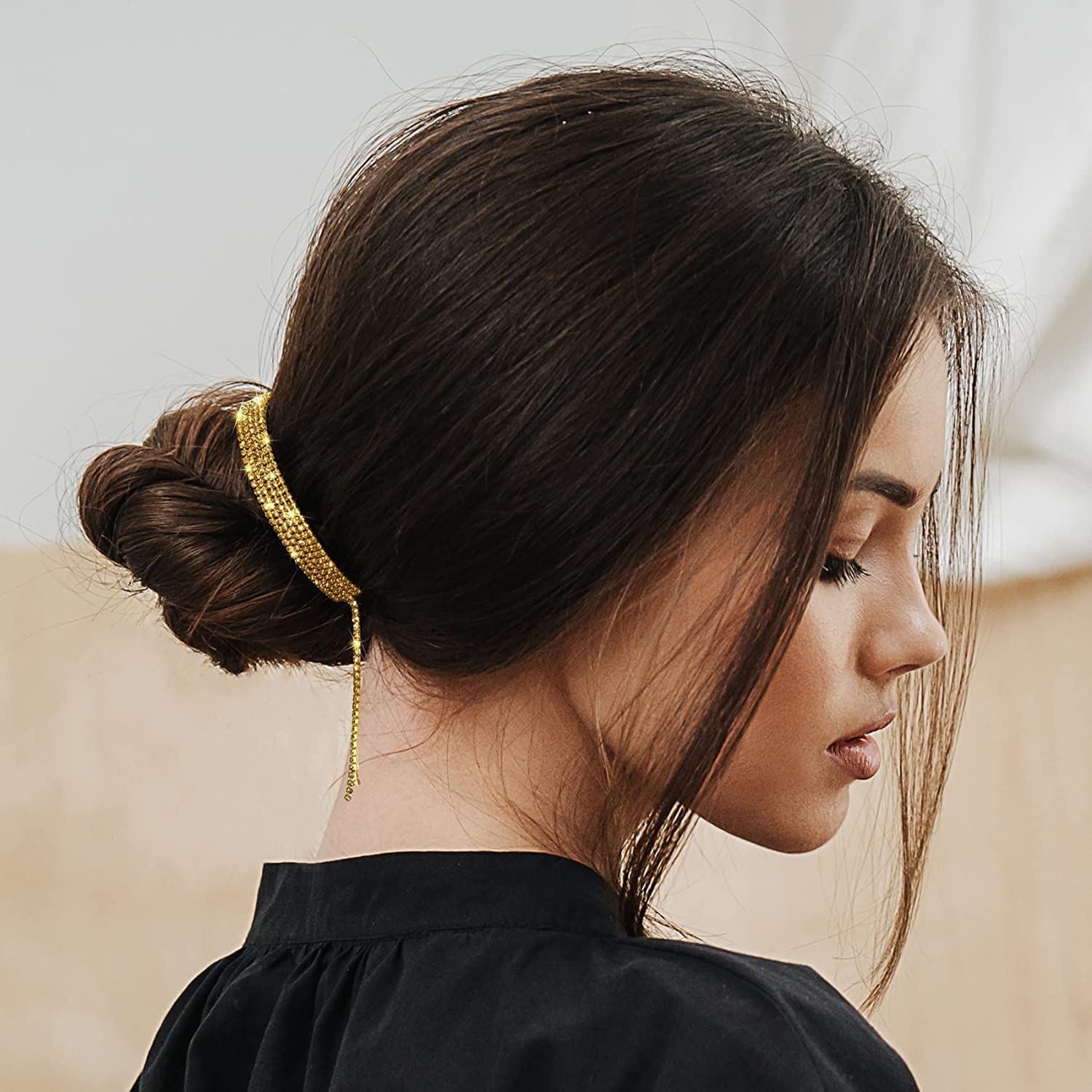 Elegant Yellow Chime Claw Hair Clips for Women & Girls - Rhinestone Crystal Tassel Ponytail & Bun Clips - Perfect Hair Accessories for Parties, Weddings & Daily Styling
