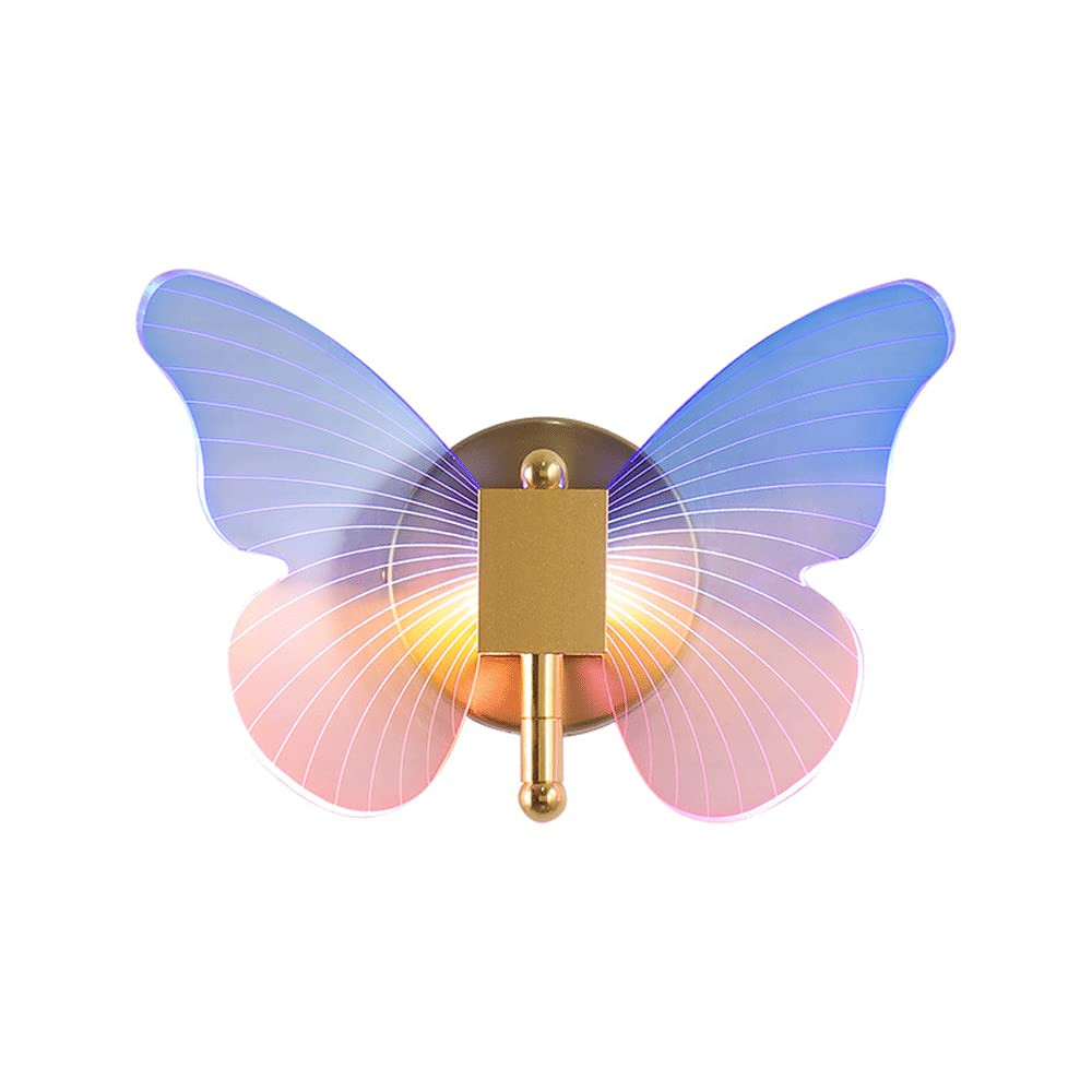 PERONN Color Changing LED Butterfly Wall Lamp - 12W Modern Nordic Wall Sconce Light for Bedroom, Living Room, Nursery - Dimmable Bedside Night Light & Home Decor Lighting for Romantic Ambiance & Kids Room Decor