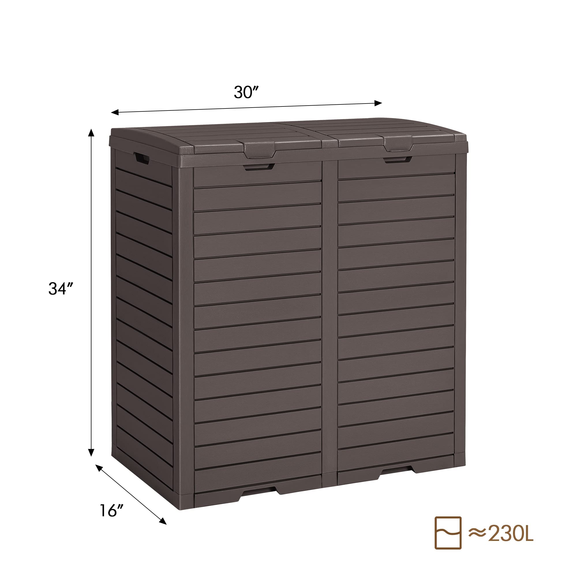Devoko 78 Gallon Resin Outdoor Trash Can with Drip Tray & Armrest - Heavy Duty Double Waste Bin for Garage, Patio, Hideaway Kitchens - Perfect for Recycling, Yard Waste & Outdoor Gatherings