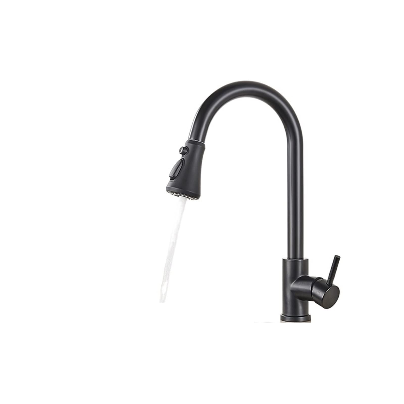 VCVN Brushed Nickel Single Hole Pull Out Kitchen Faucet with Stream Sprayer - Modern Black Mixer Tap for Kitchen Sink - Perfect for Cooking, Washing Dishes & Bathroom Fixtures (Color: Black C)