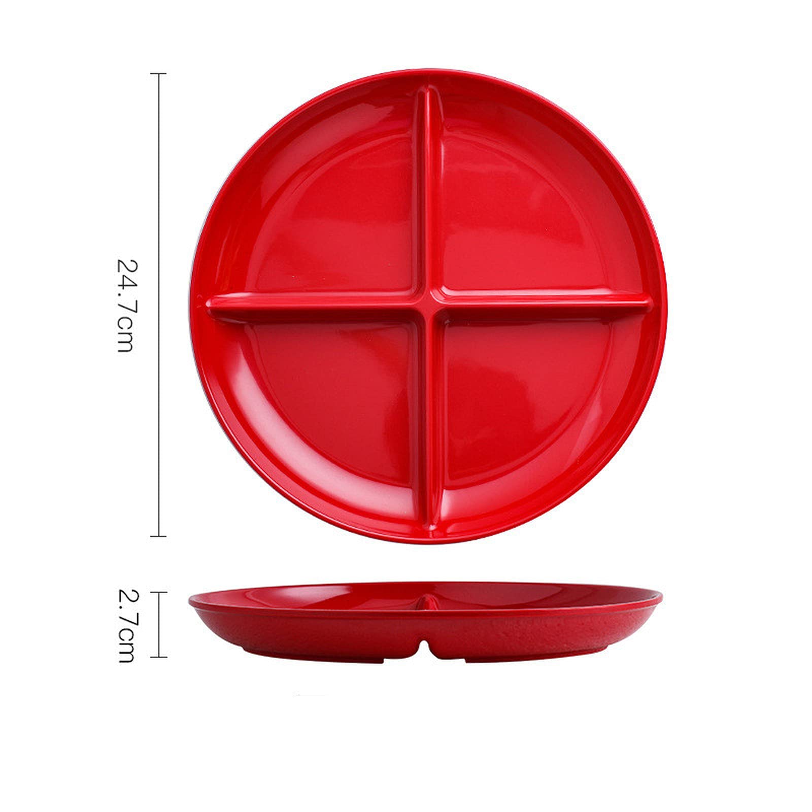 **Red Divided Portion Control Plates for Adults & Kids - BPA Free Dinner Tray, Snack & Fruit Plate for Toddlers & Families - Perfect for Meal Prep, Portion Control, and Healthy Eating at Home or Parties**