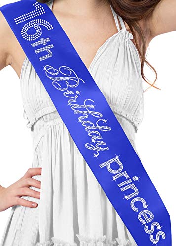 16th Birthday Princess Rhinestone (Blue Sash)