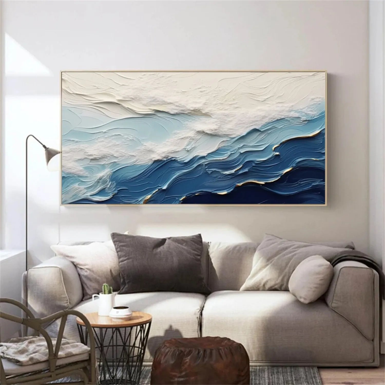 Ocean and Sky Painting #OS 174 - Handmade Seascape Wall Art for Living Room, Bedroom & Office Decor