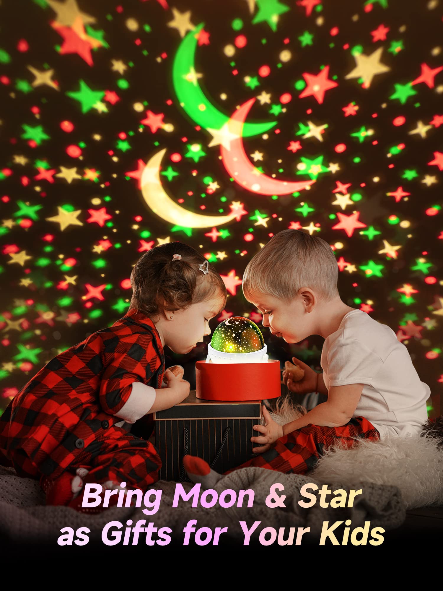 Bluetooth Star Projector Night Light for Kids - 360° Rotating with 12 Colors, Remote Control & Timer | Perfect for Bedrooms, Nurseries, and Relaxation